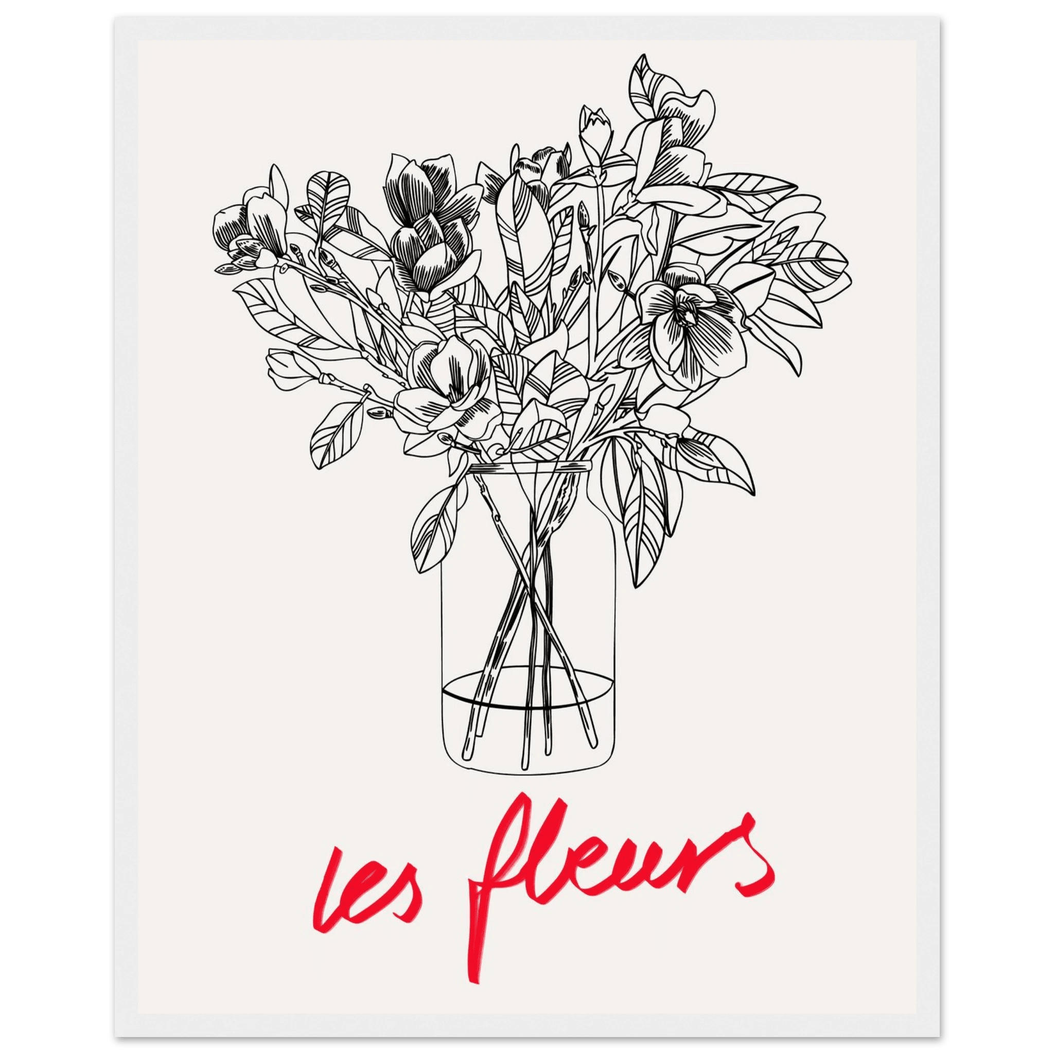 Les Fleurs Botanical Poster | French Flower Line Art Print | Minimalist Floral Wall Decor - Evergreen Posters