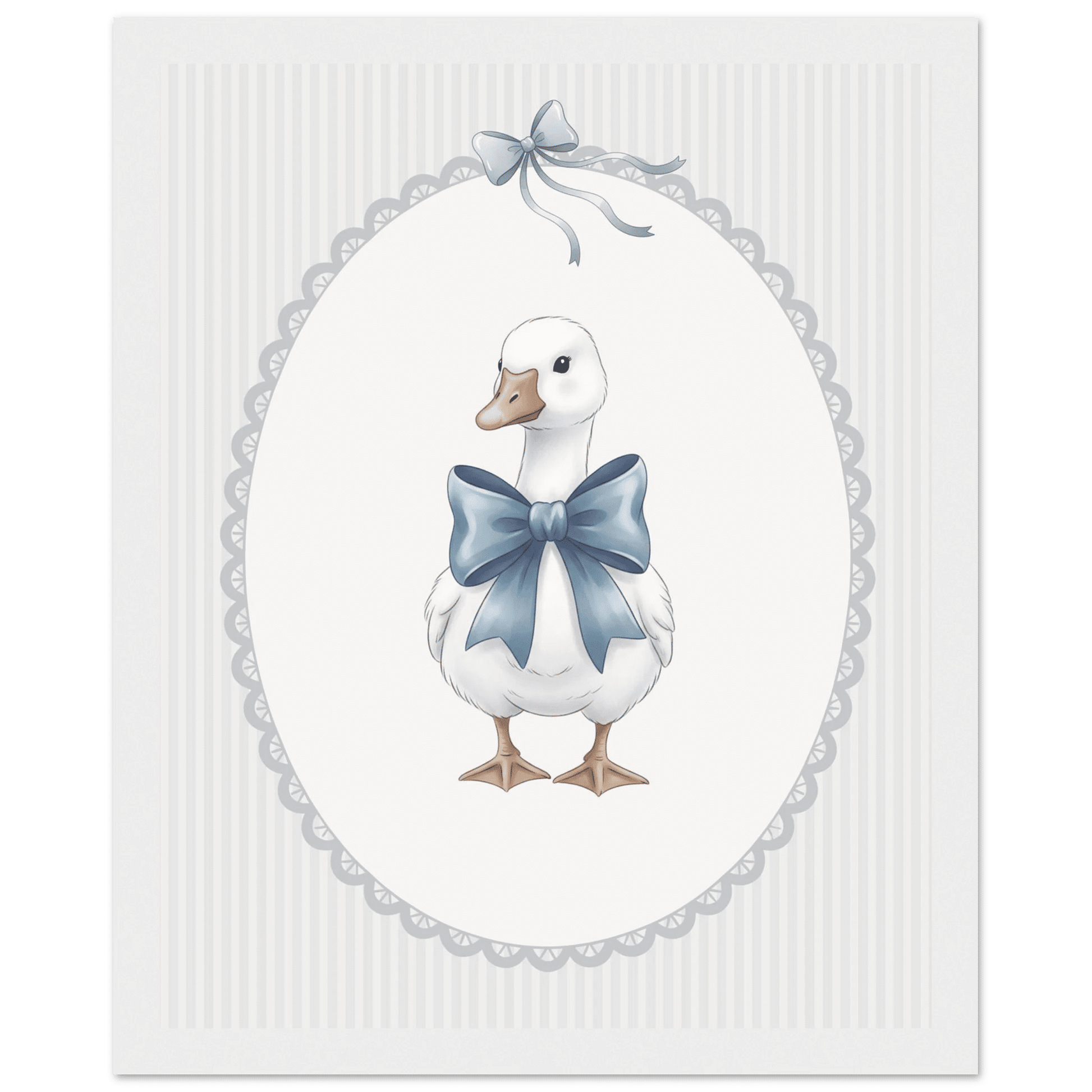 Blue Bow Duck Nursery Poster – Sweet Baby Room Wall Art Print - Evergreen Posters