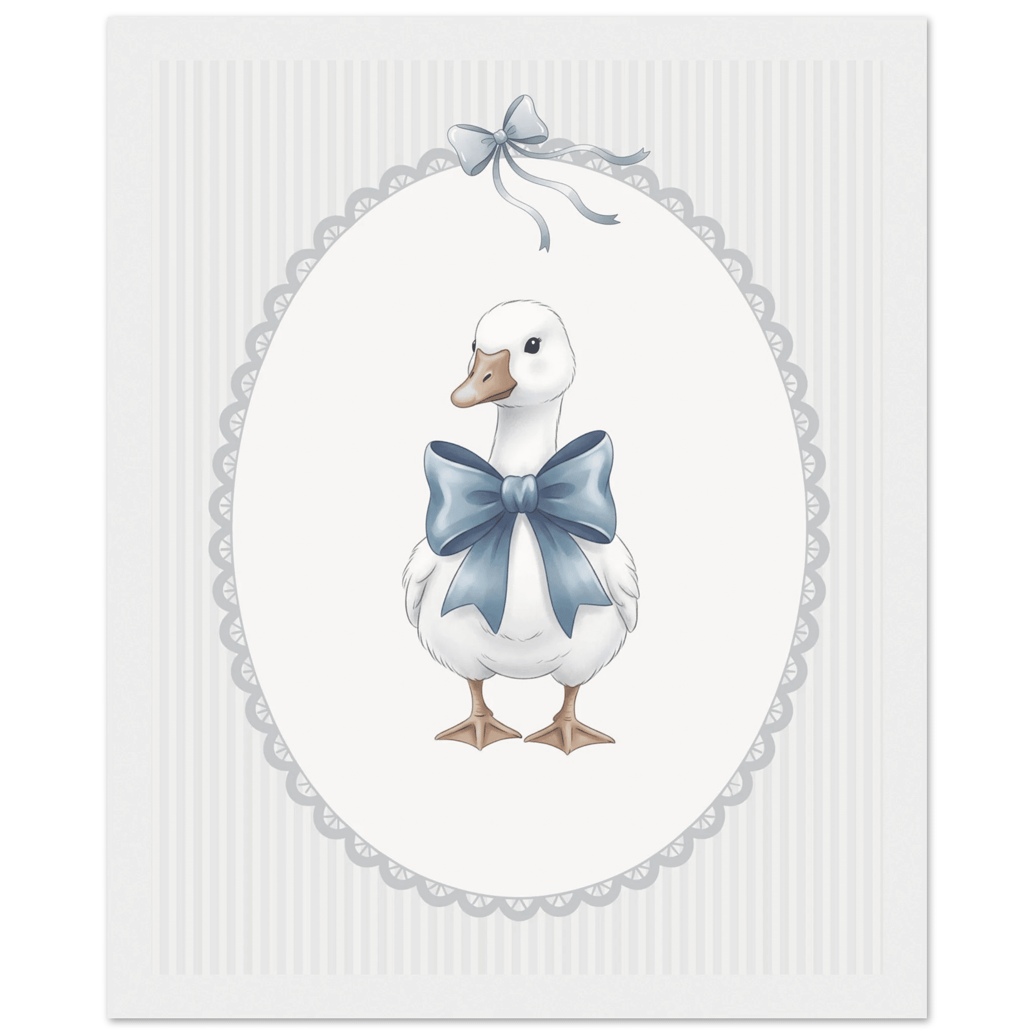 Blue Bow Duck Nursery Poster – Sweet Baby Room Wall Art Print - Evergreen Posters