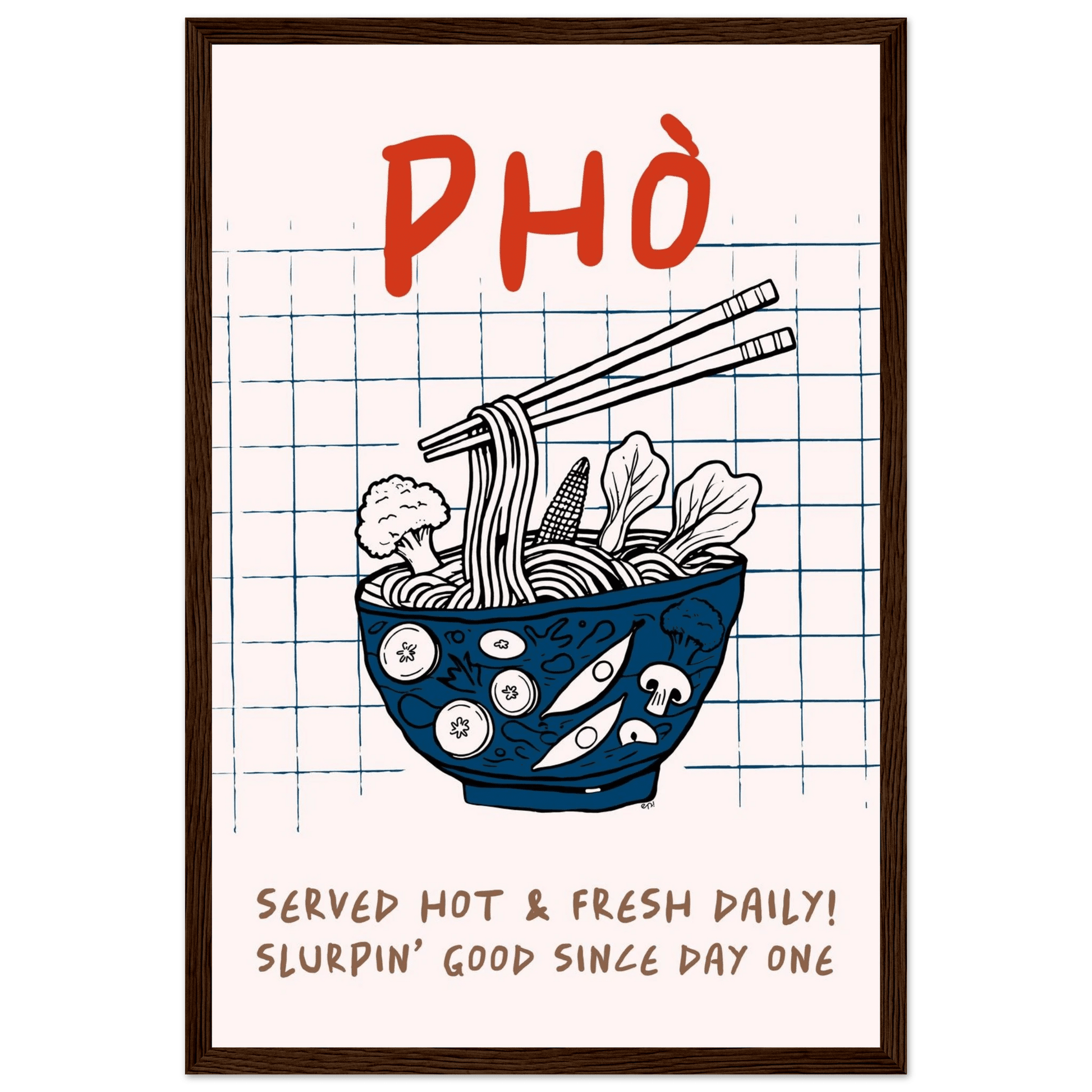 Pho Poster – Slurpin’ Good Vietnamese Kitchen Wall Art Print (Digital & Printed Options) - Evergreen Posters