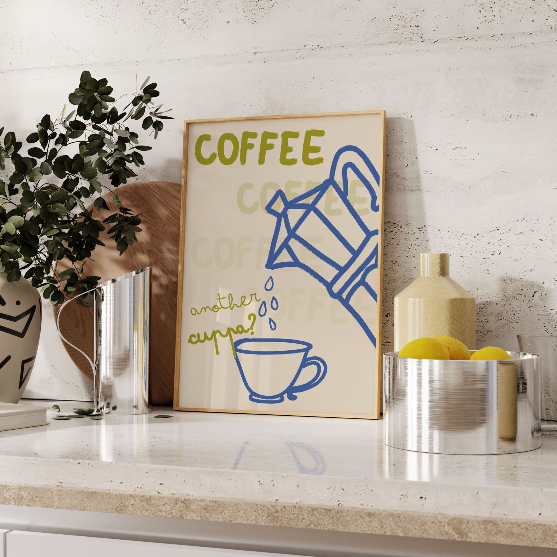 Coffee Print | Another Cuppa Moka Pot Wall Art | Kitchen Coffee Poster - Evergreen Posters