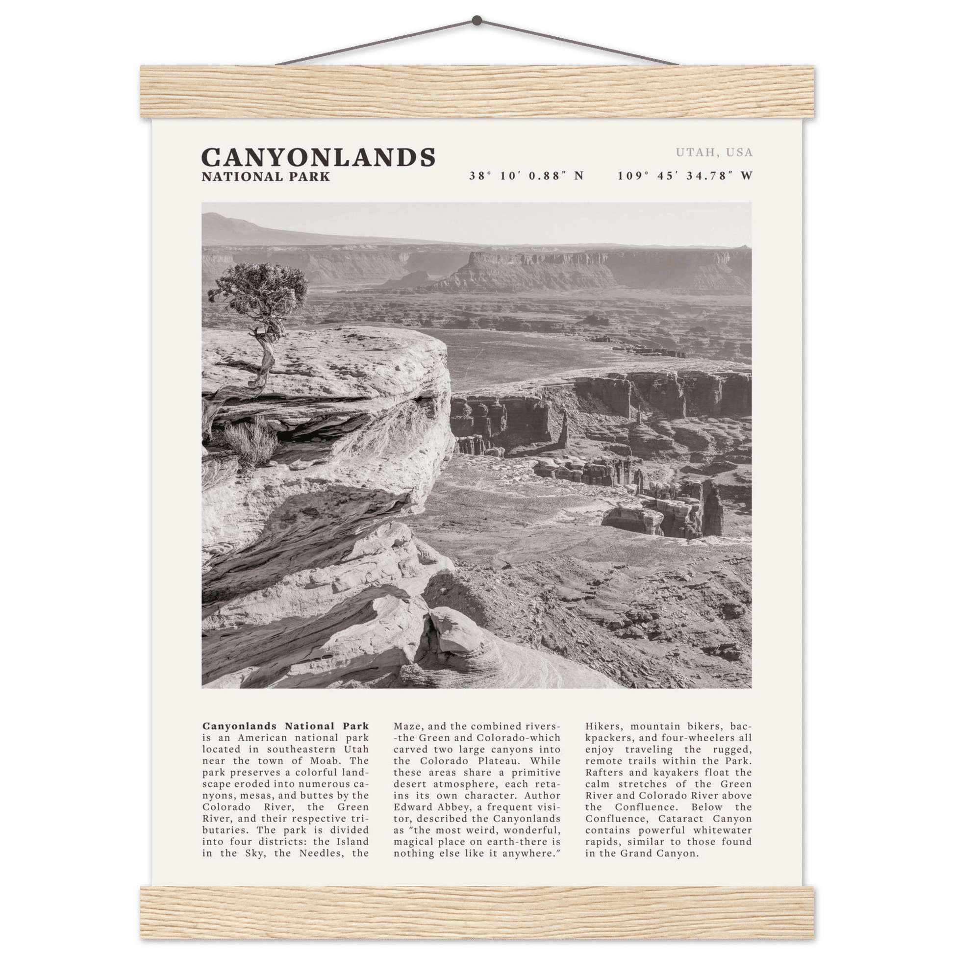 Canyonlands National Park Poster | Black & White Utah Wall Art | Canyon Travel Print - Evergreen Posters