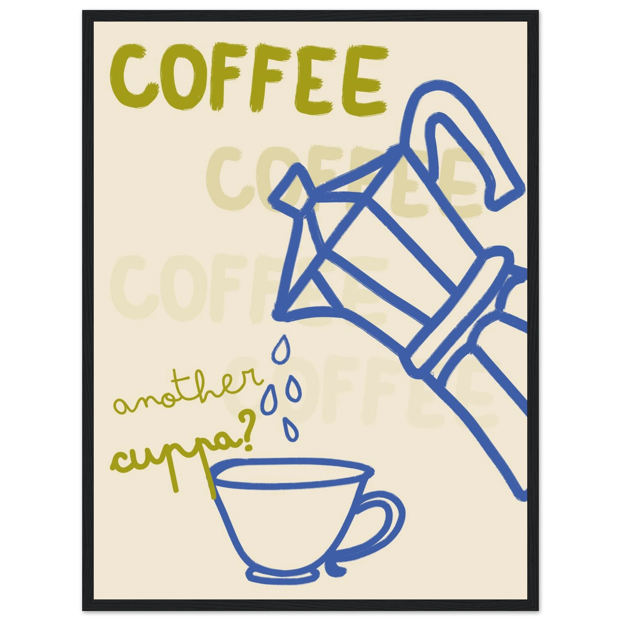 Coffee Print | Another Cuppa Moka Pot Wall Art | Kitchen Coffee Poster - Evergreen Posters