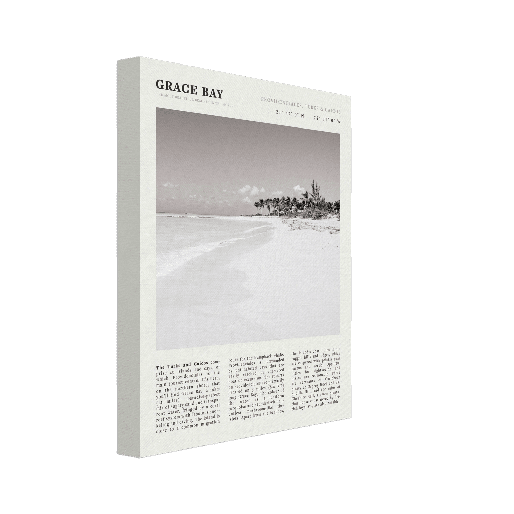 Grace Bay Poster | Black & White Turks & Caicos Wall Art | Caribbean Beach Print - Evergreen Posters