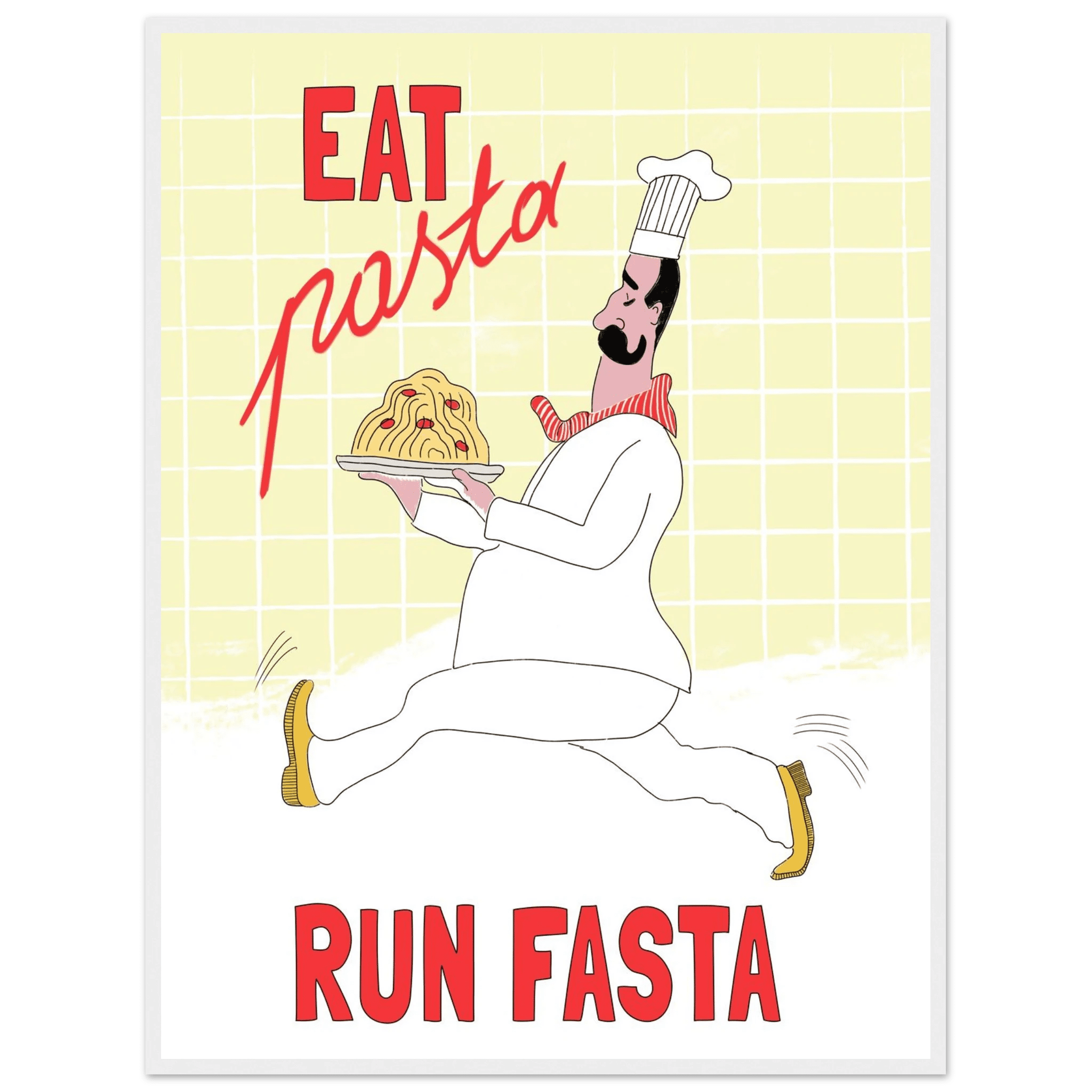 Eat Pasta Run Fasta Poster – Playful Kitchen Wall Art Print (Digital & Printed Options) - Evergreen Posters