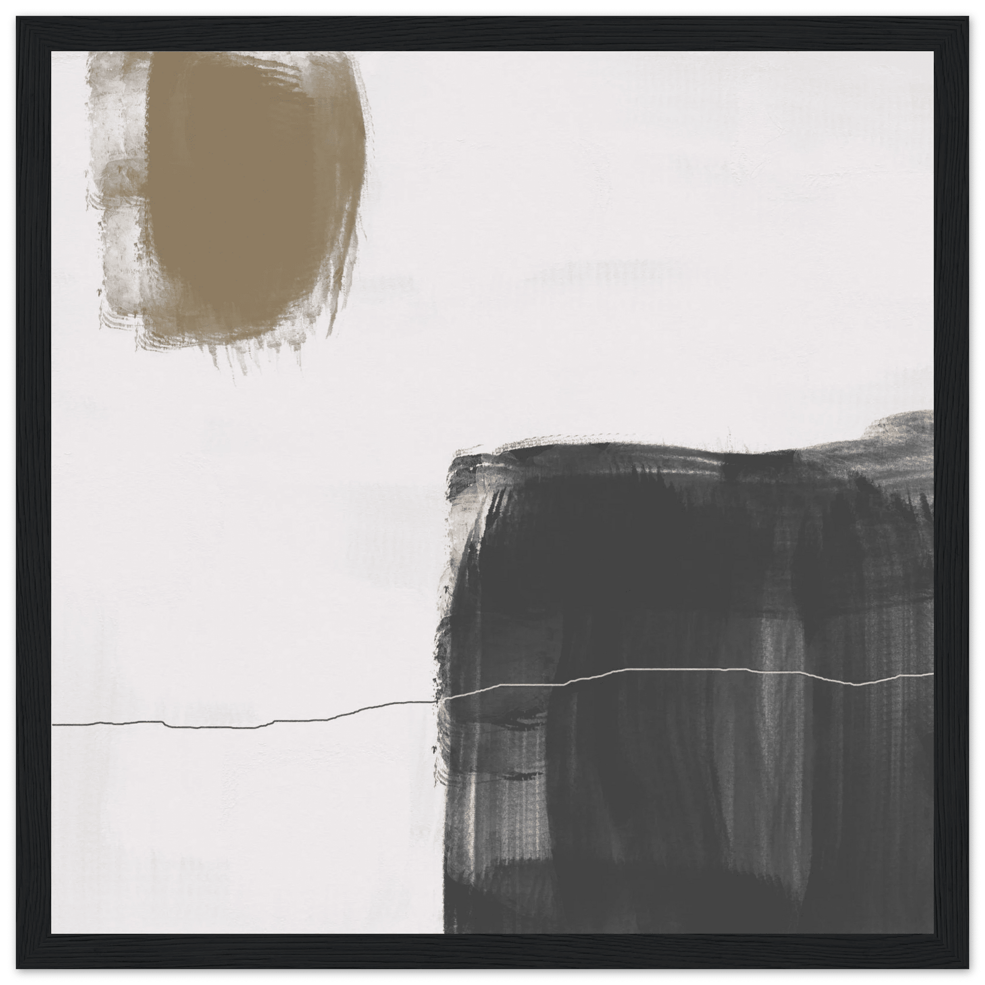 Olive & Black Brushstroke Abstract Poster | Minimalist Square Wall Art | Modern Decor - Evergreen Posters