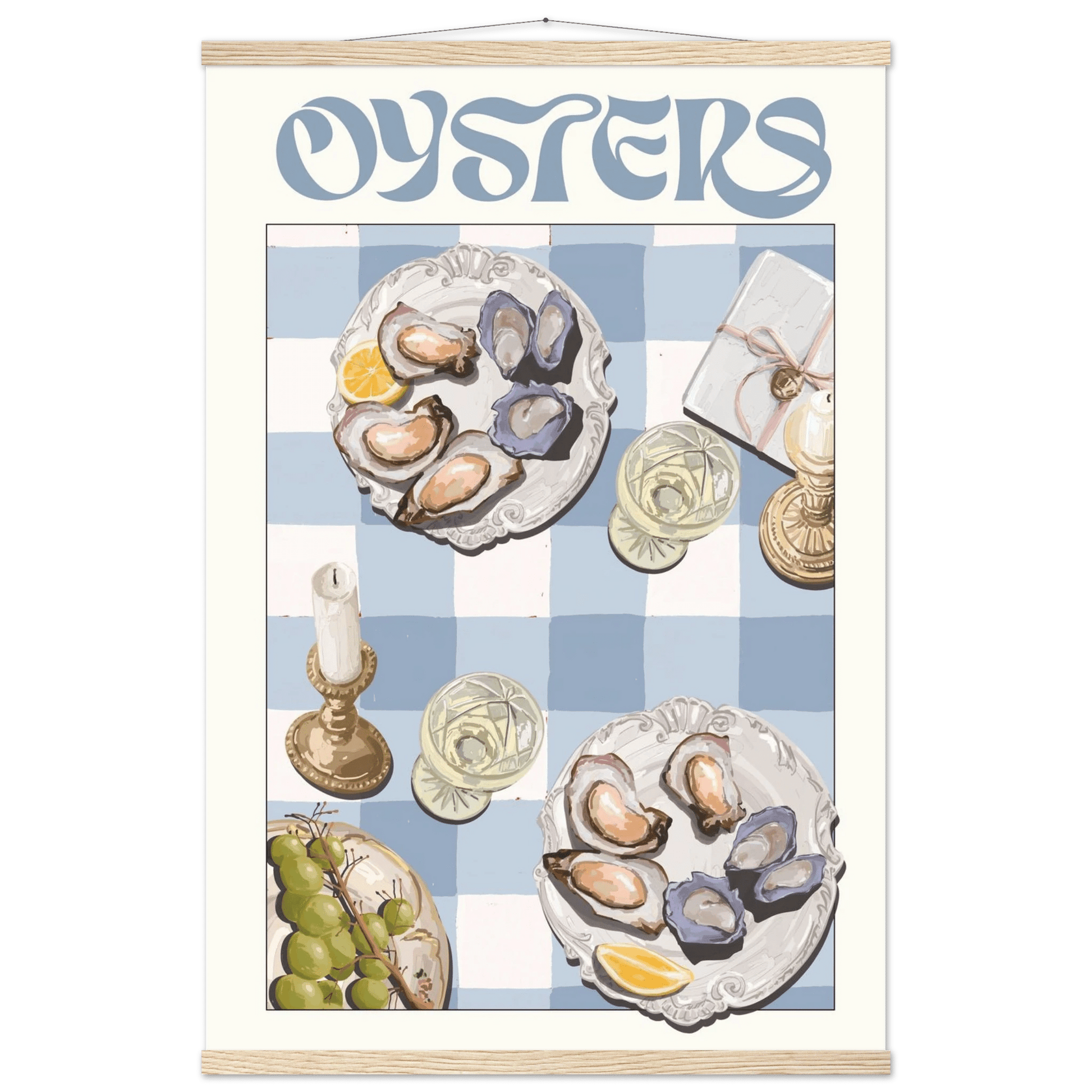 Oysters Poster – Playful Seafood Kitchen Wall Art Print (Digital & Printed Options) - Evergreen Posters