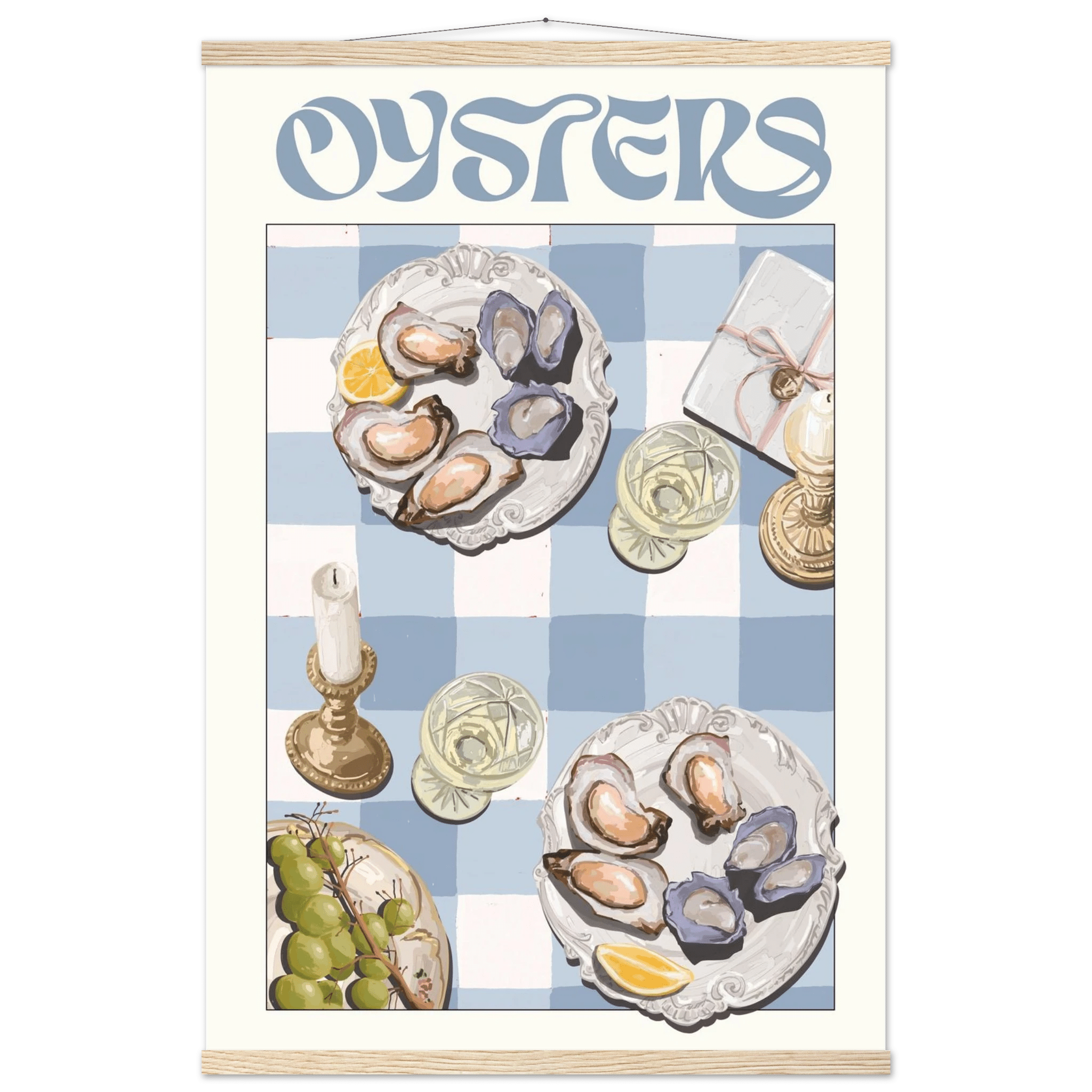 Oysters Poster – Playful Seafood Kitchen Wall Art Print (Digital & Printed Options) - Evergreen Posters