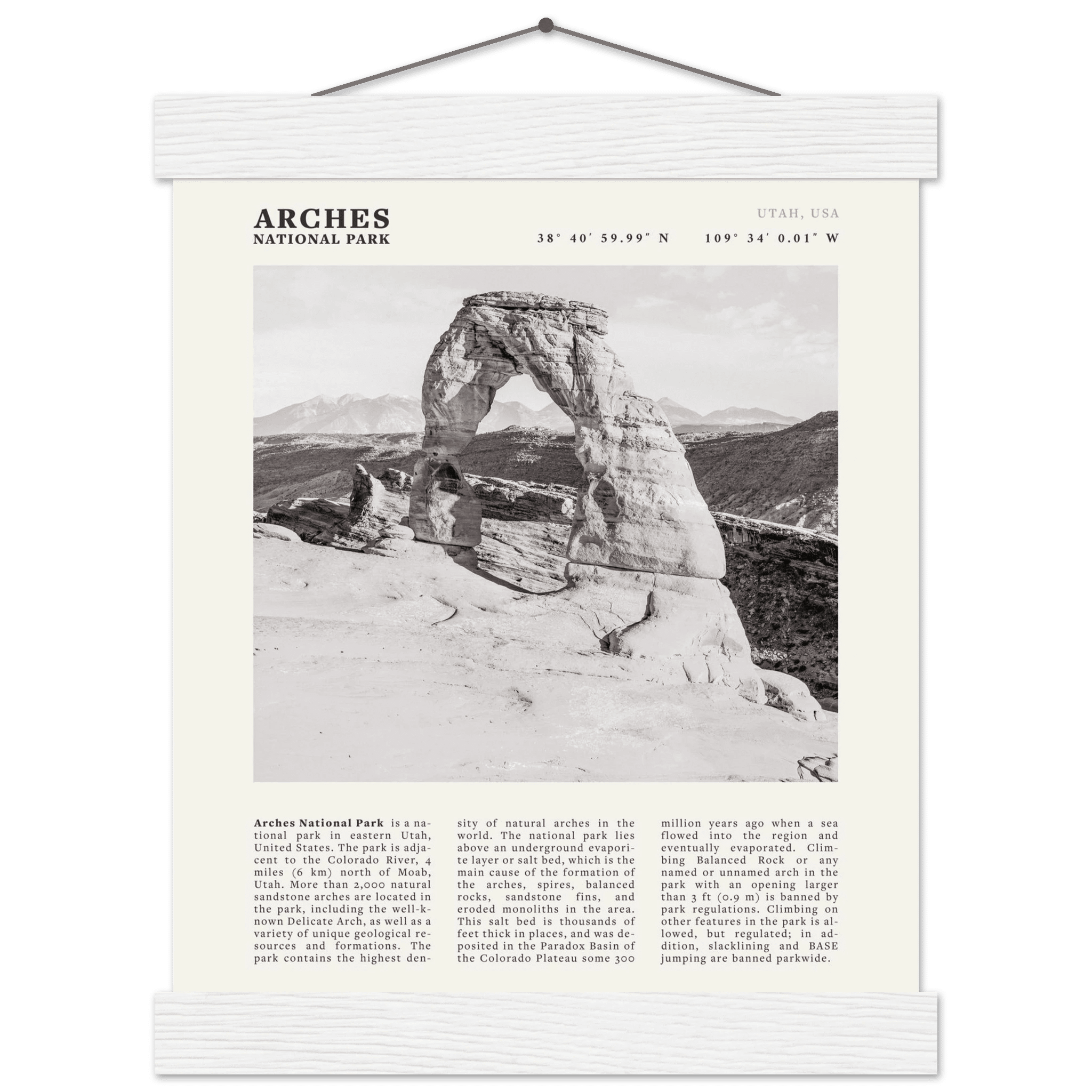 Arches National Park Poster | Black & White Utah Wall Art | Delicate Arch Print - Evergreen Posters
