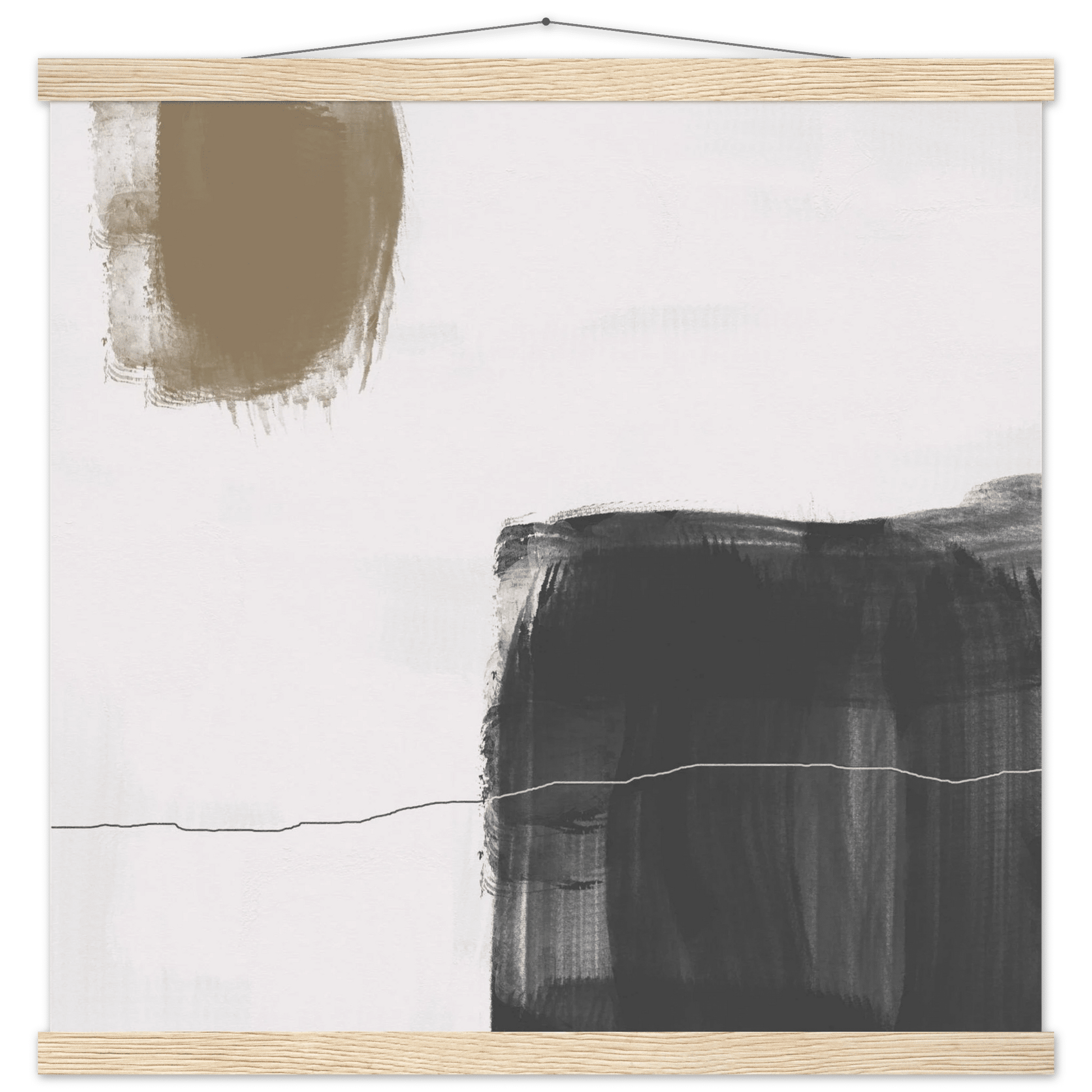 Olive & Black Brushstroke Abstract Poster | Minimalist Square Wall Art | Modern Decor - Evergreen Posters