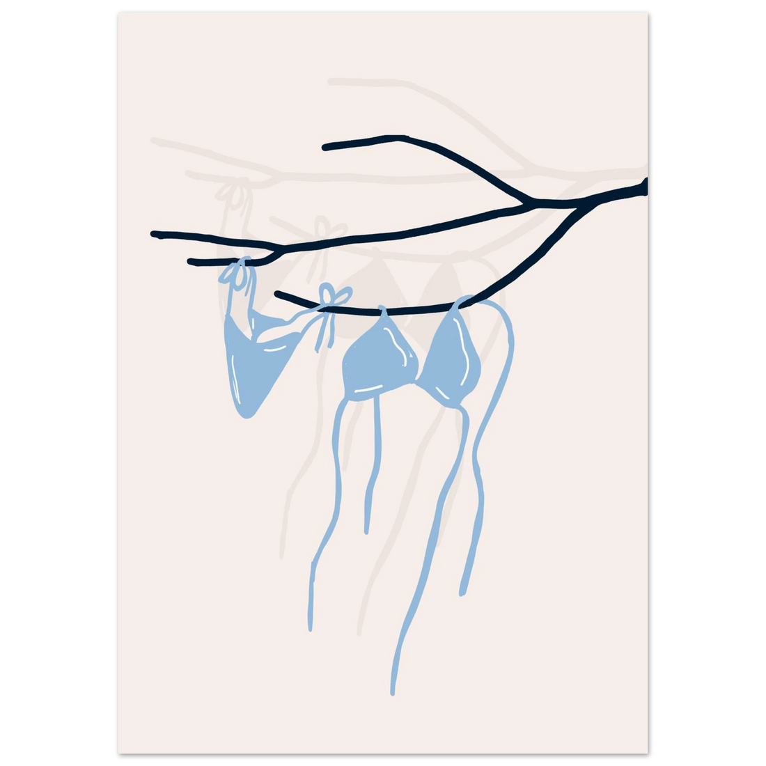 Coastal Bikini Line Art Poster – Minimalist Beach Wall Art Print - Evergreen Posters