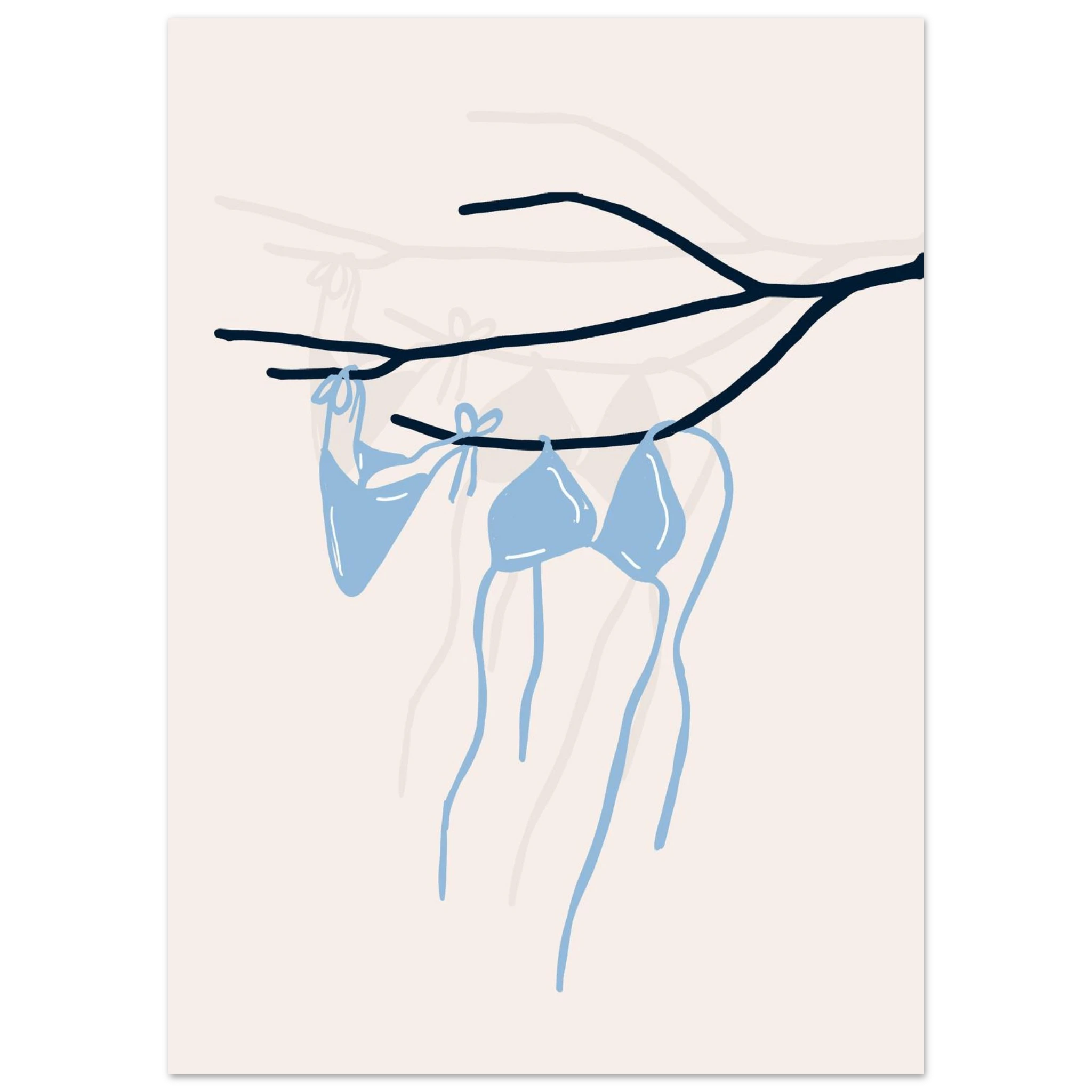 Coastal Bikini Line Art Poster – Minimalist Beach Wall Art Print - Evergreen Posters