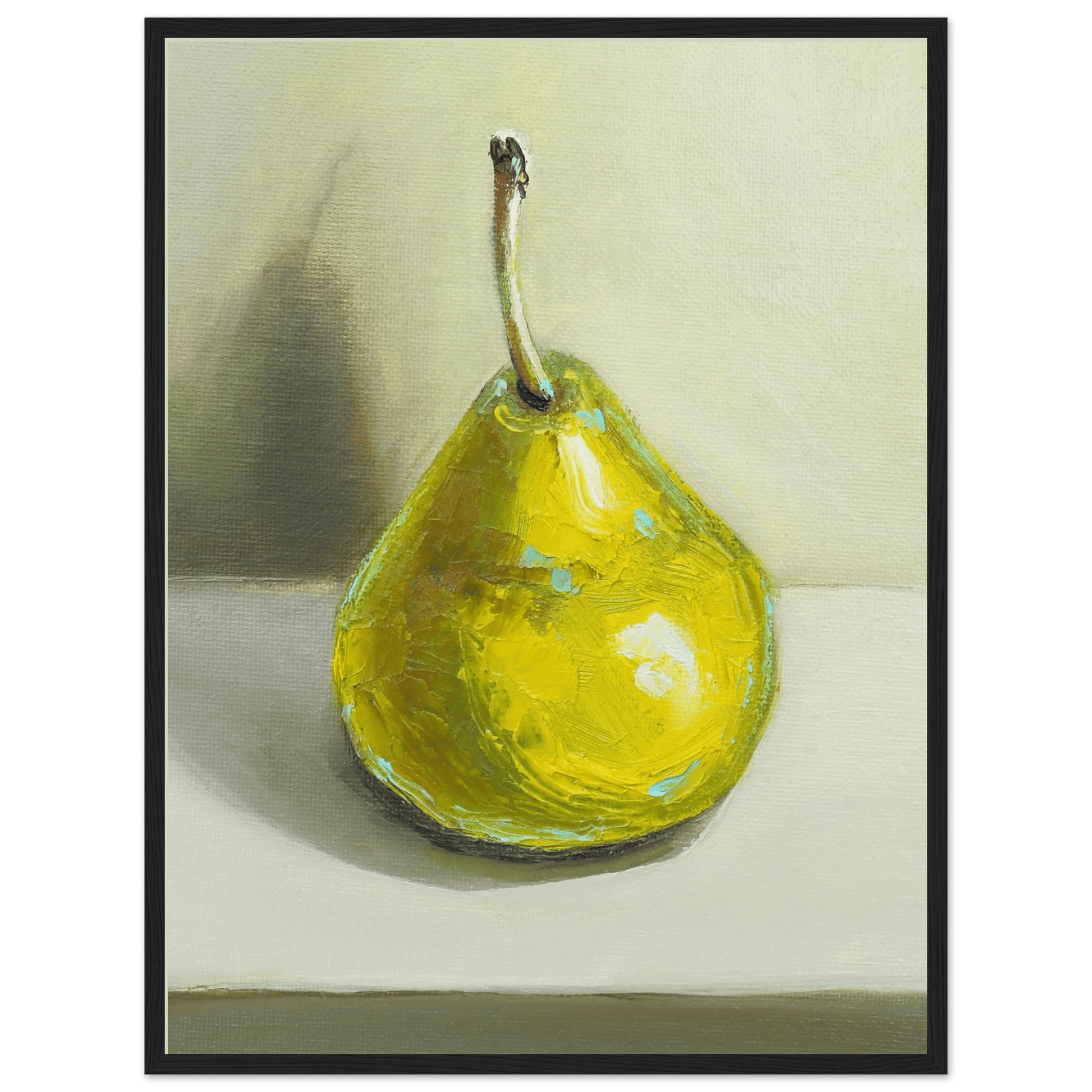 Pear Print | Green Pear Oil Painting Wall Art | Kitchen Poster - Evergreen Posters