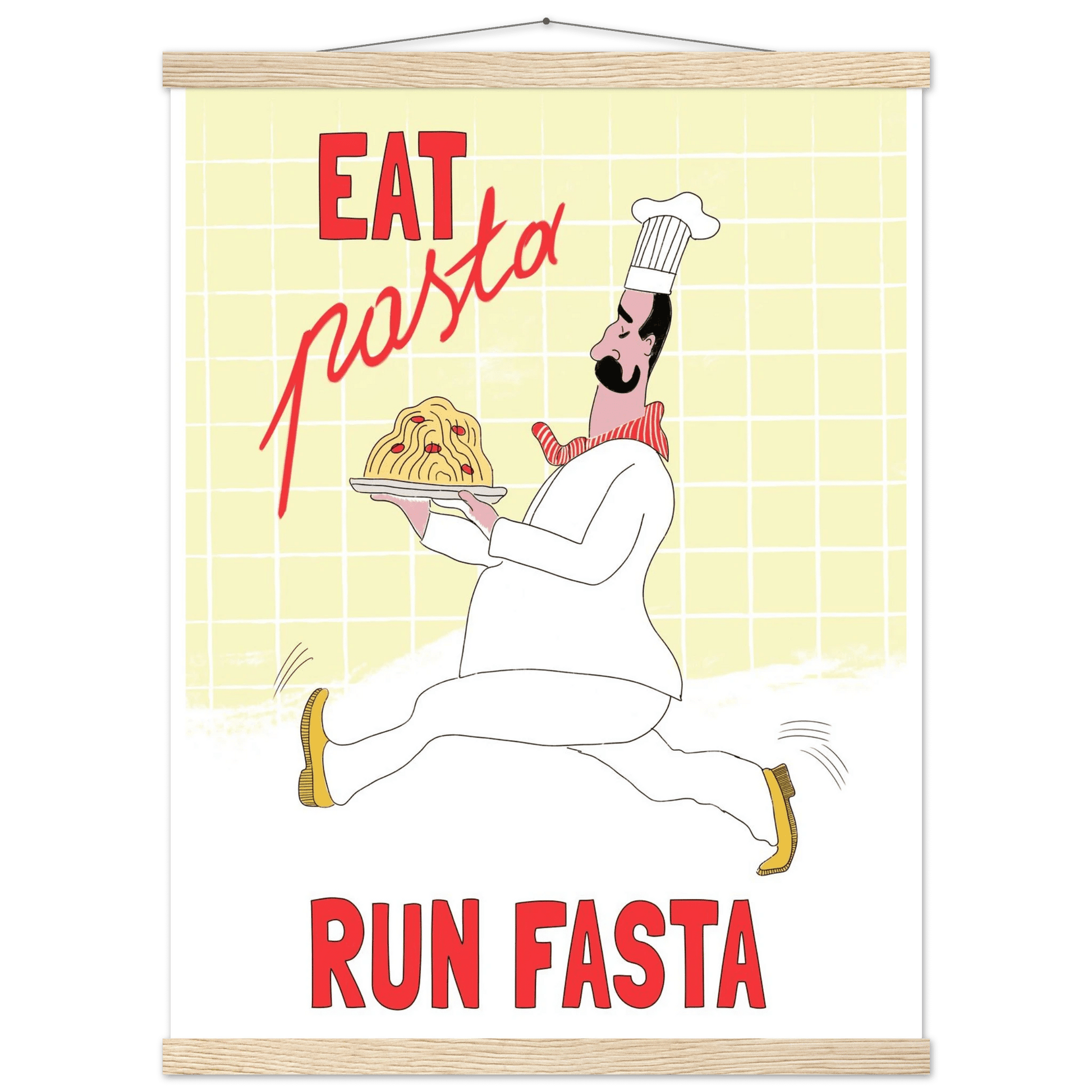 Eat Pasta Run Fasta Poster – Playful Kitchen Wall Art Print (Digital & Printed Options) - Evergreen Posters