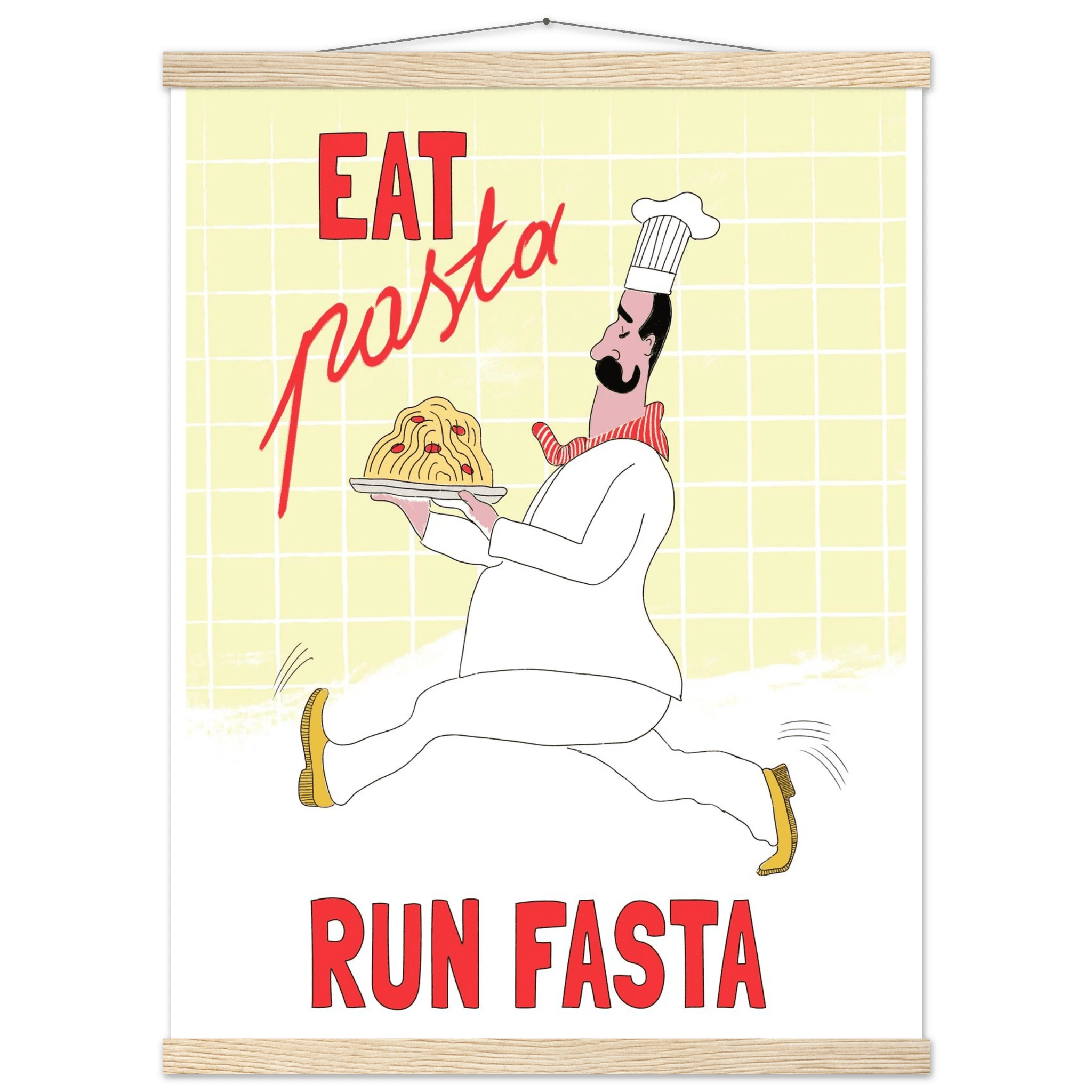 Eat Pasta Run Fasta Poster – Playful Kitchen Wall Art Print (Digital & Printed Options) - Evergreen Posters