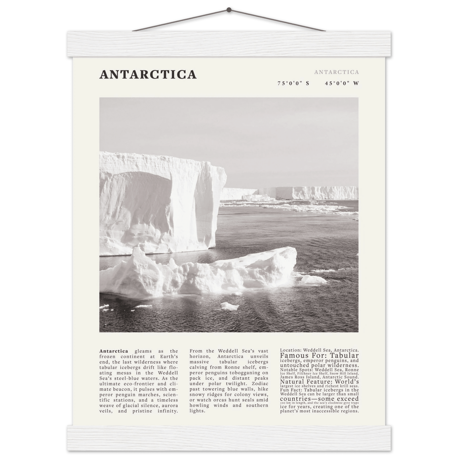 Antarctica Poster Black and White – Vintage Weddell Sea Iceberg Print (Digital & Printed Options) - Evergreen Posters