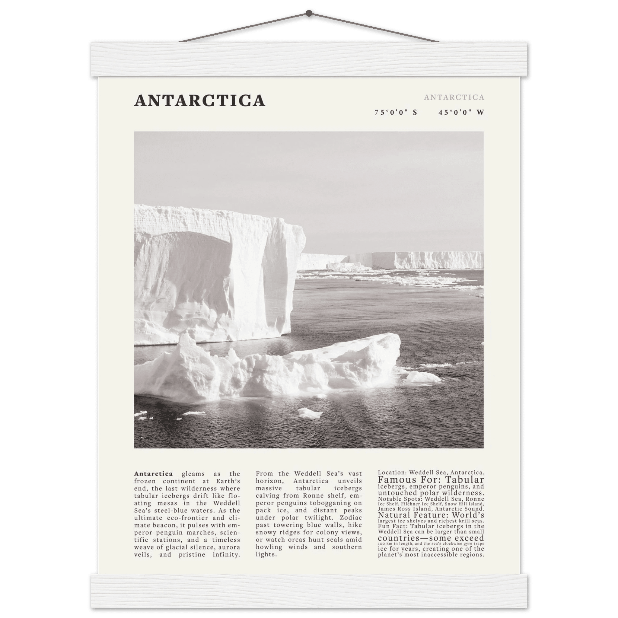 Antarctica Poster Black and White – Vintage Weddell Sea Iceberg Print (Digital & Printed Options) - Evergreen Posters
