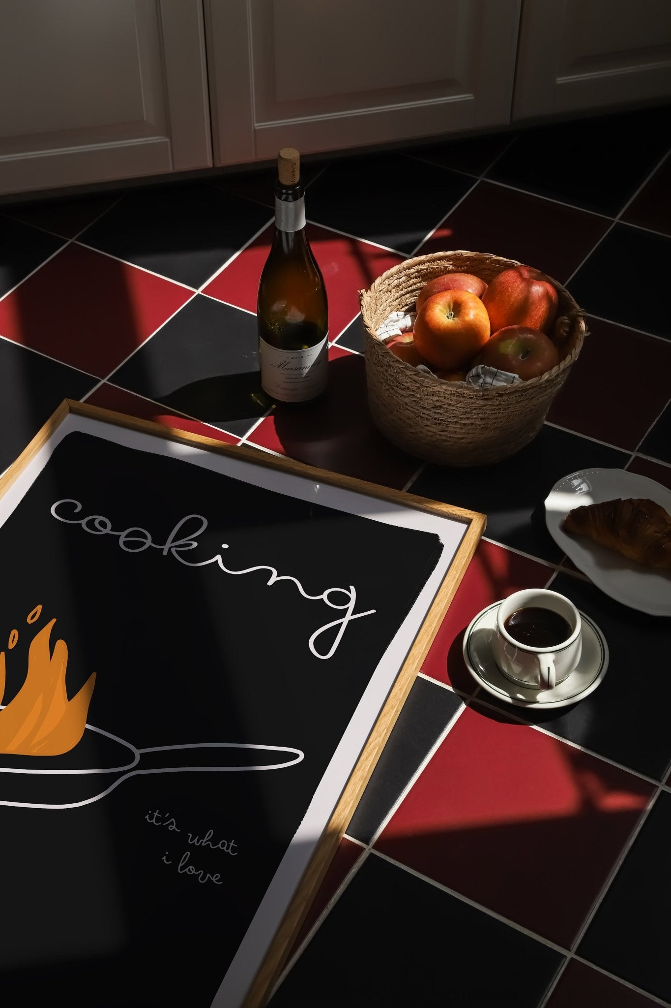 Cooking It's What I Love | Dark Kitchen Quote Wall Art Print - Evergreen Posters