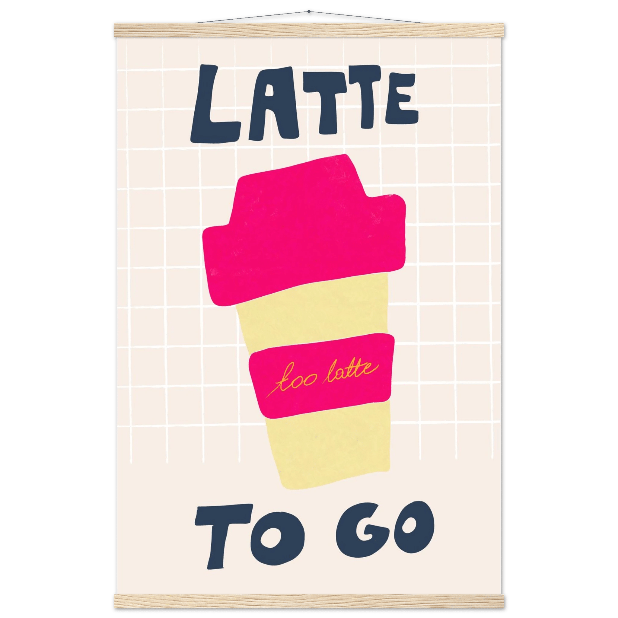 Latte To Go Poster – Playful Coffee Kitchen Wall Art Print (Digital & Printed Options) - Evergreen Posters