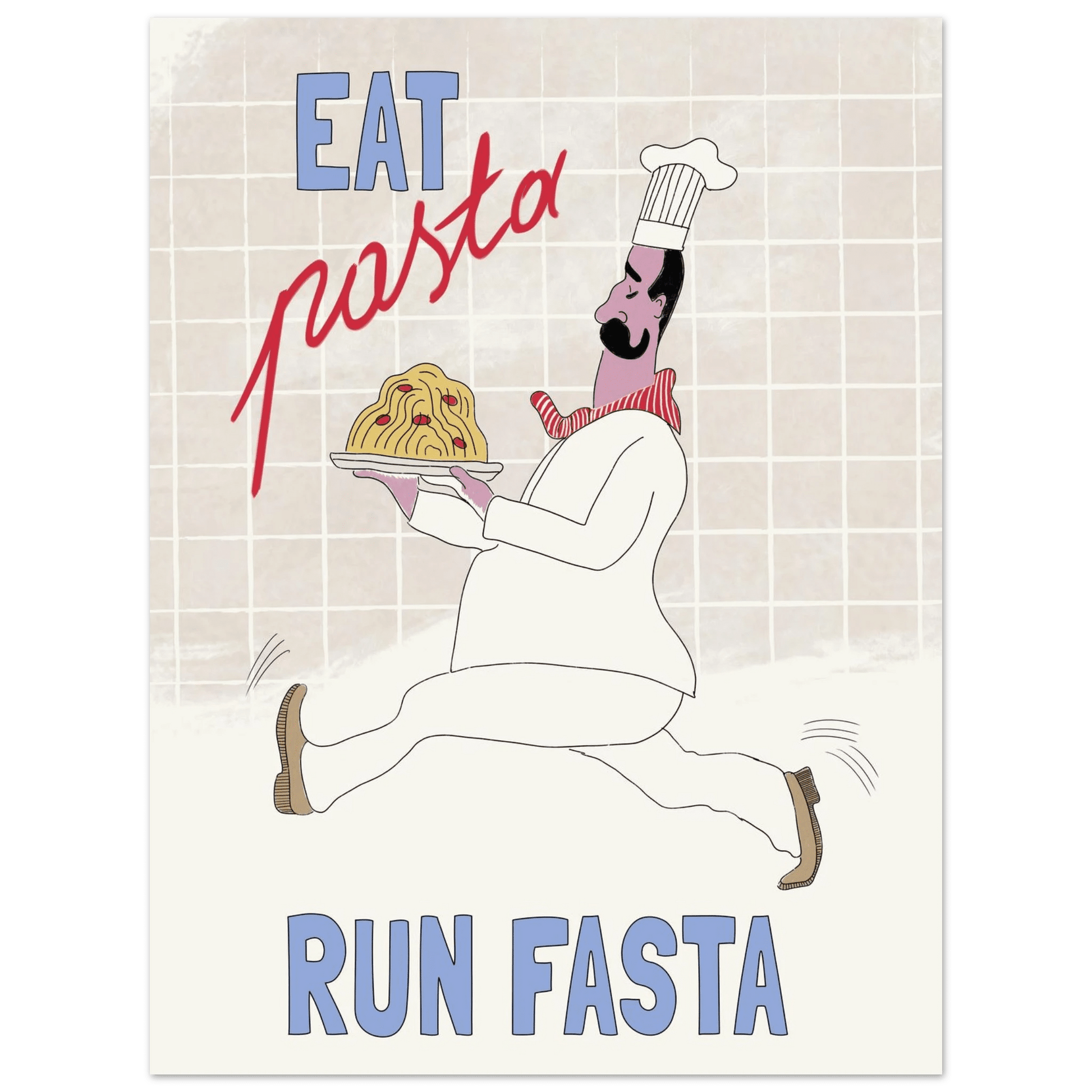 Eat Pasta Run Fasta Poster – Fun Kitchen Wall Art Print (Digital & Printed Options) - Evergreen Posters