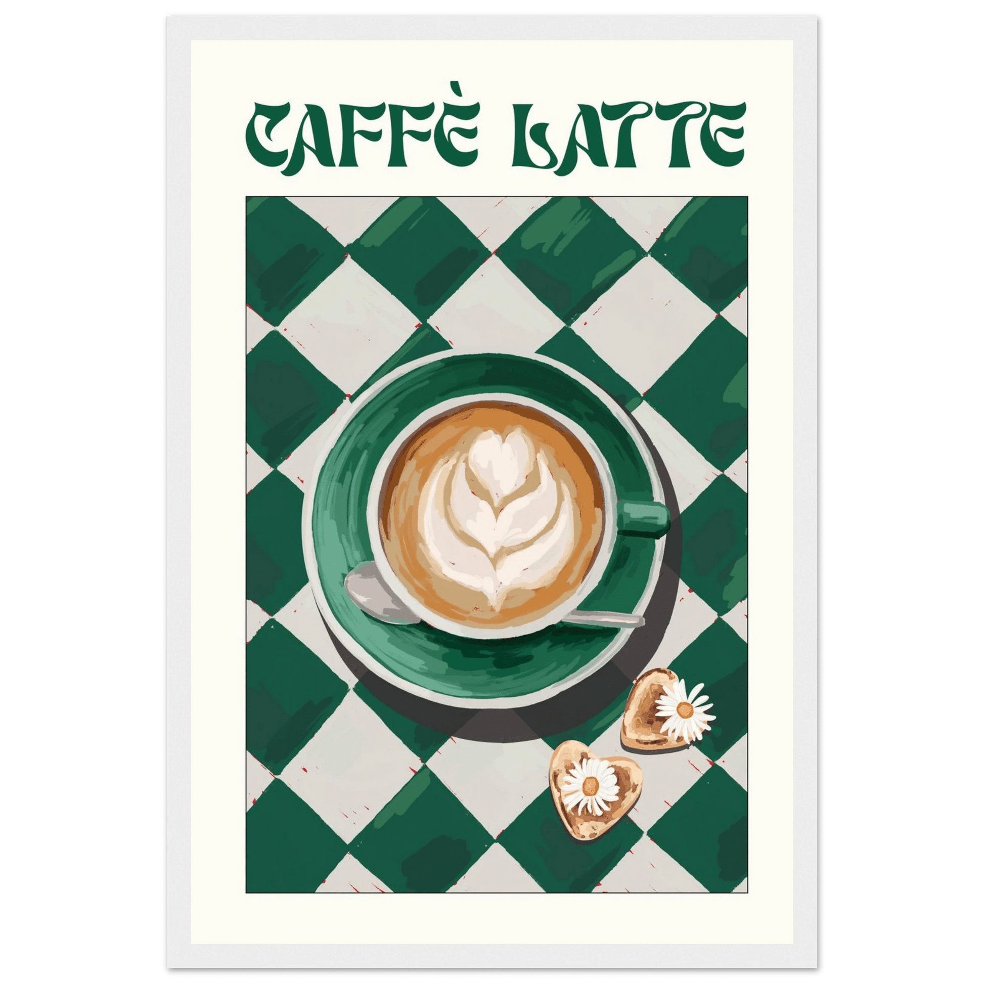 Caffè Latte Poster – Playful Coffee Kitchen Wall Art Print (Digital & Printed Options) - Evergreen Posters