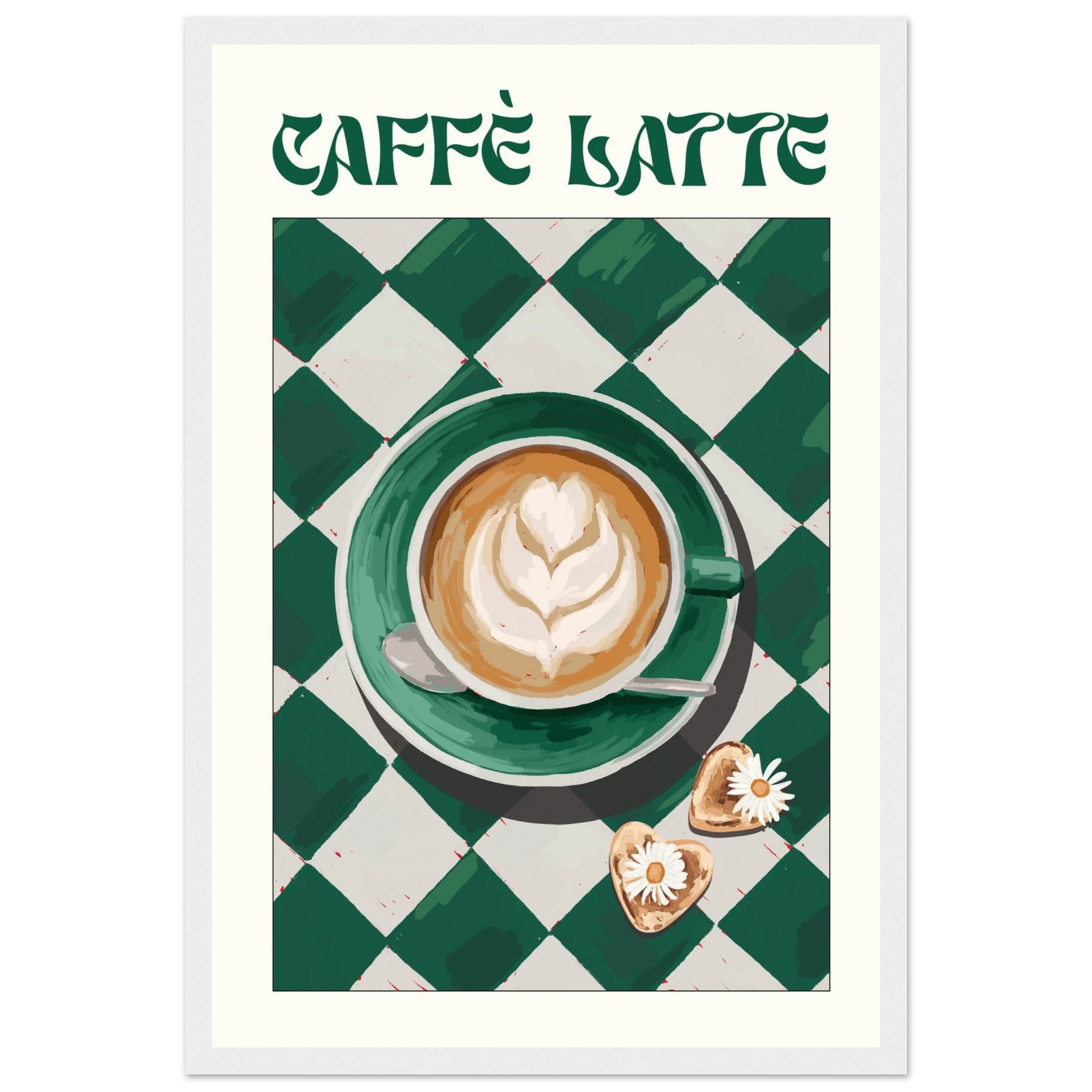 Caffè Latte Poster – Playful Coffee Kitchen Wall Art Print (Digital & Printed Options) - Evergreen Posters