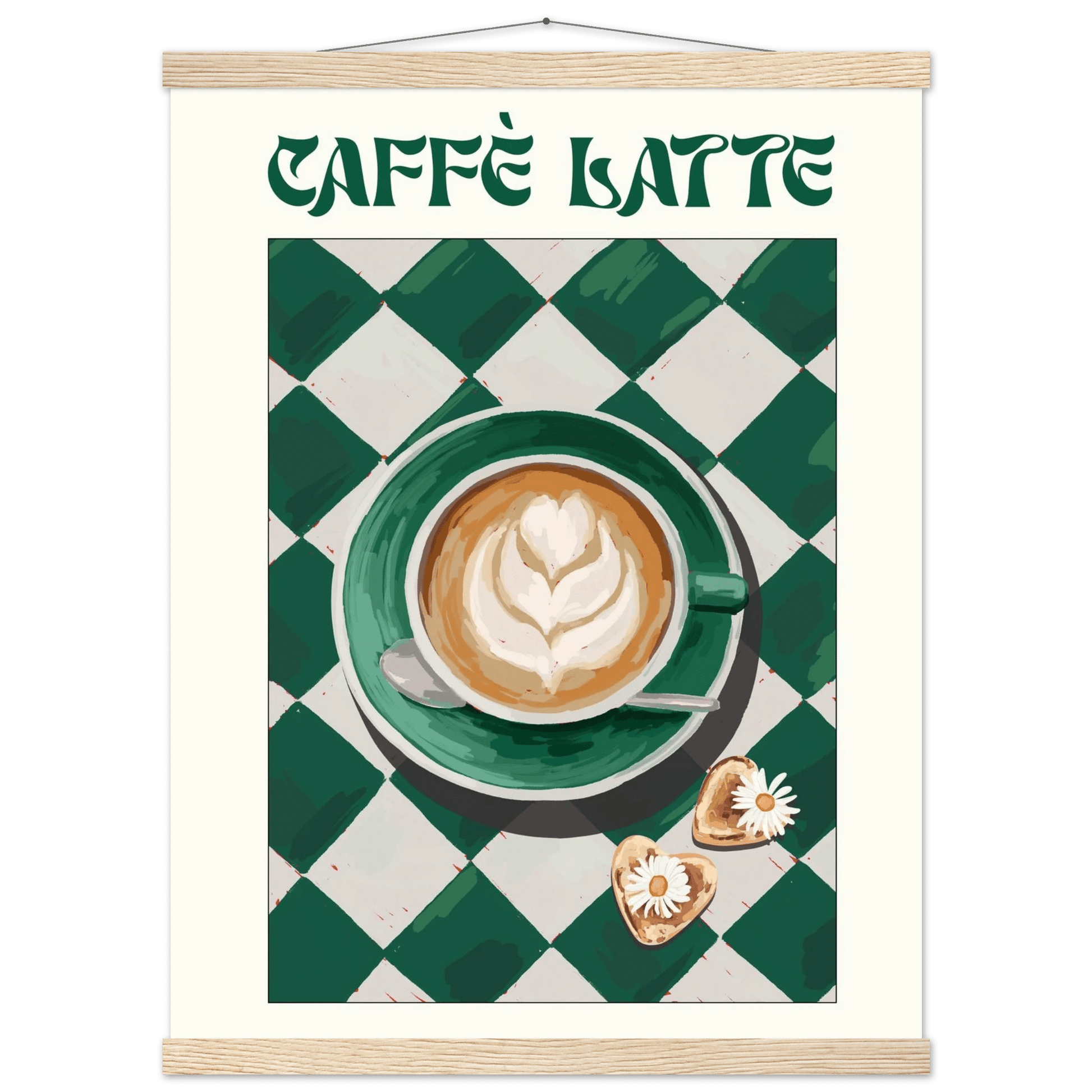 Caffè Latte Poster – Playful Coffee Kitchen Wall Art Print (Digital & Printed Options) - Evergreen Posters