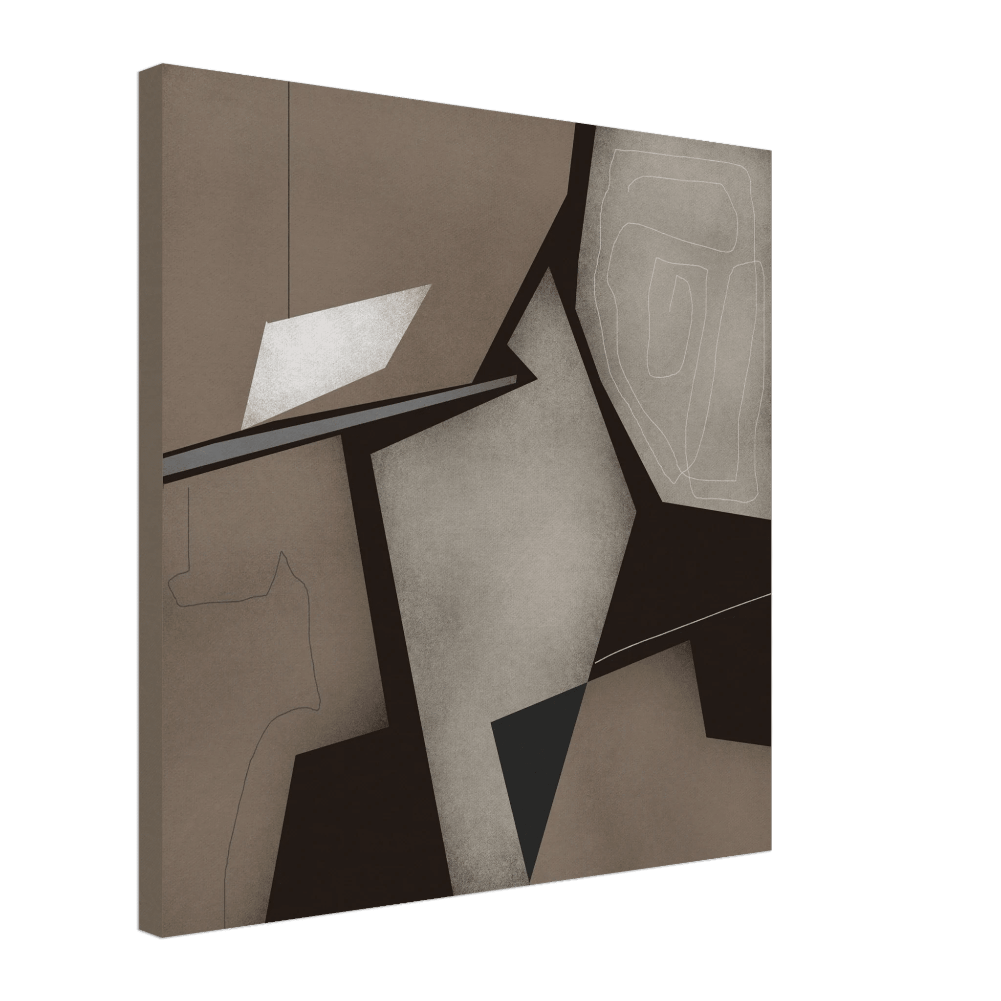 Taupe & Black Geometric Abstract Poster | Modern Square Wall Art | Neutral Decor Print - Evergreen Posters