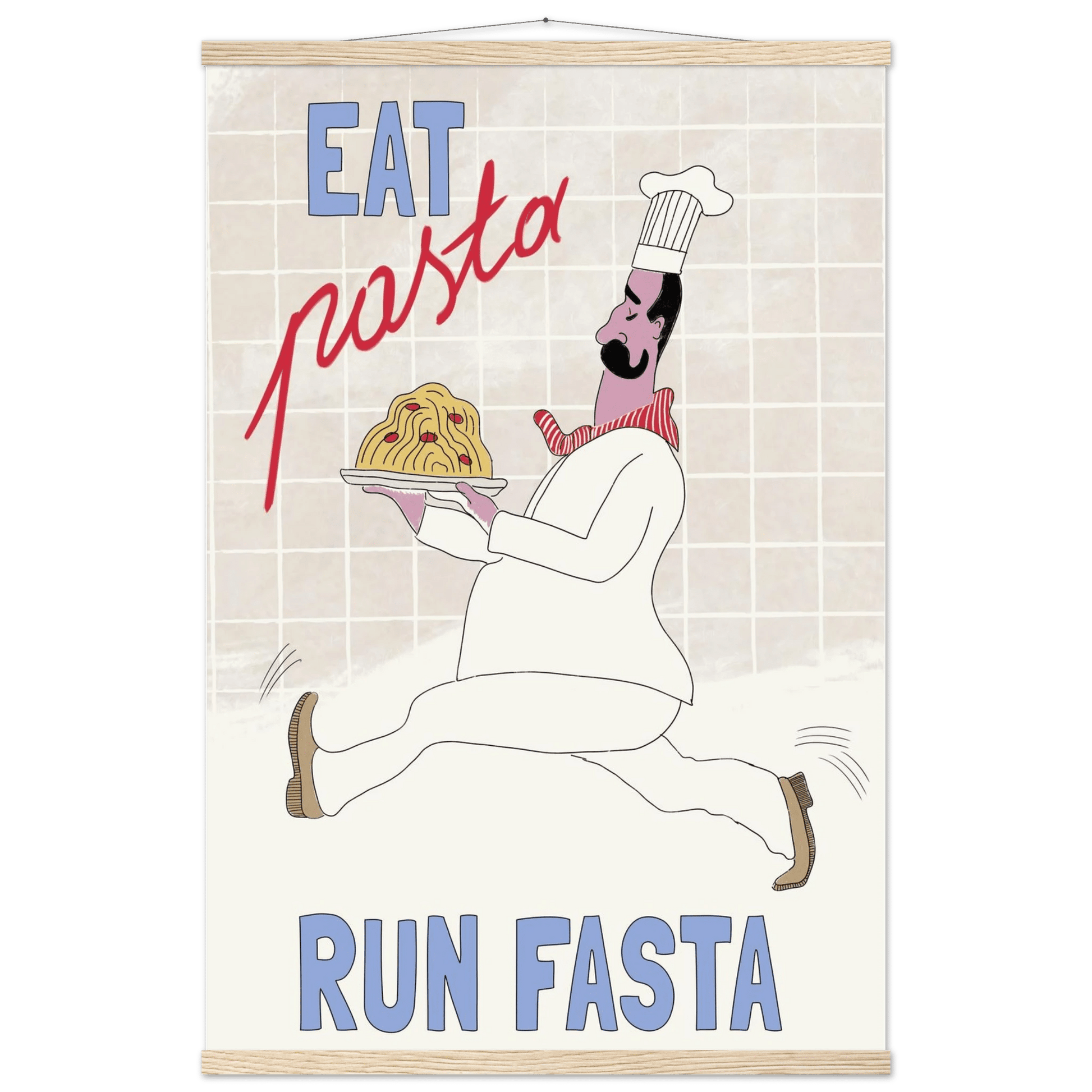 Eat Pasta Run Fasta Poster – Fun Kitchen Wall Art Print (Digital & Printed Options) - Evergreen Posters