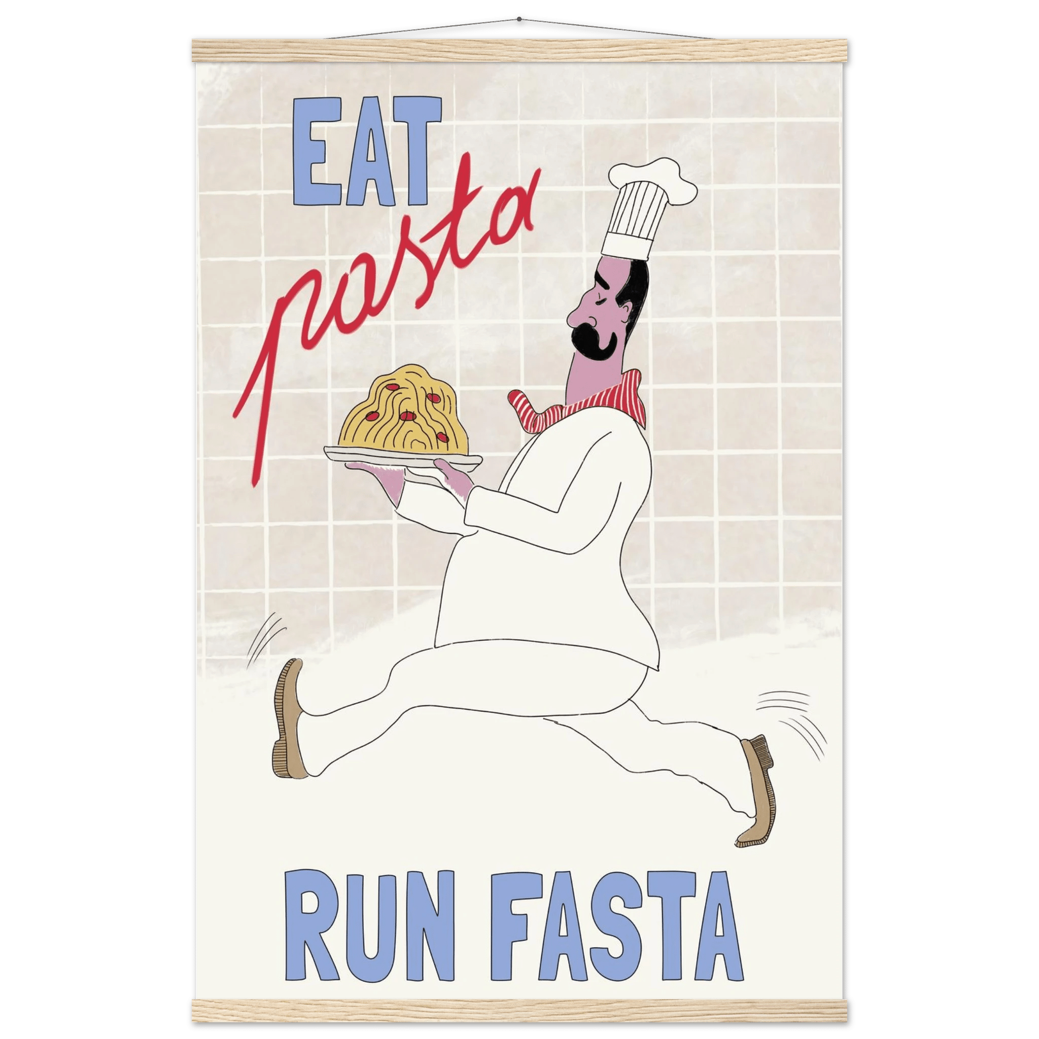 Eat Pasta Run Fasta Poster – Fun Kitchen Wall Art Print (Digital & Printed Options) - Evergreen Posters