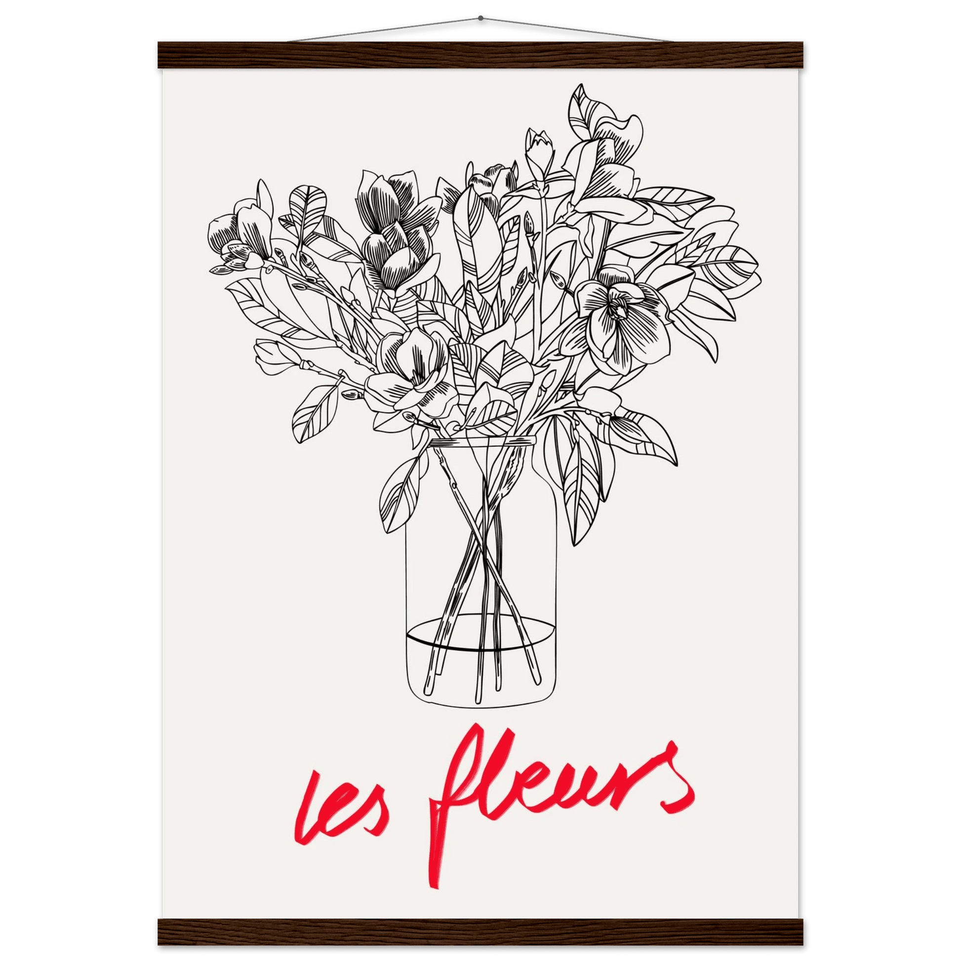 Les Fleurs Botanical Poster | French Flower Line Art Print | Minimalist Floral Wall Decor - Evergreen Posters