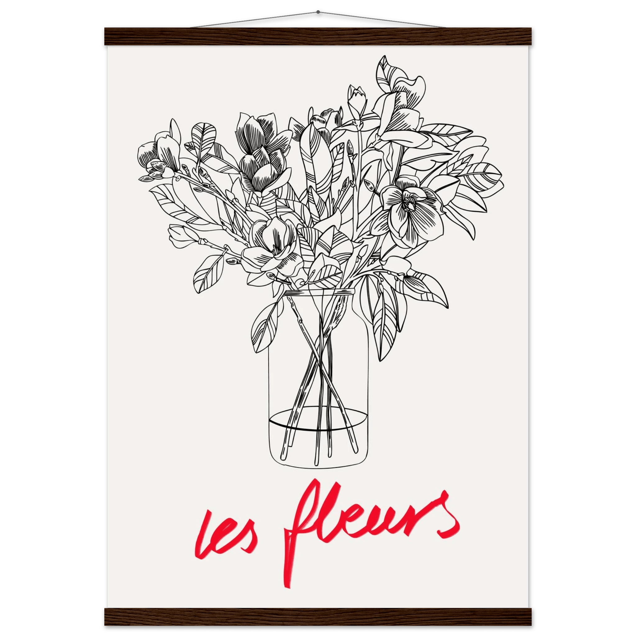 Les Fleurs Botanical Poster | French Flower Line Art Print | Minimalist Floral Wall Decor - Evergreen Posters