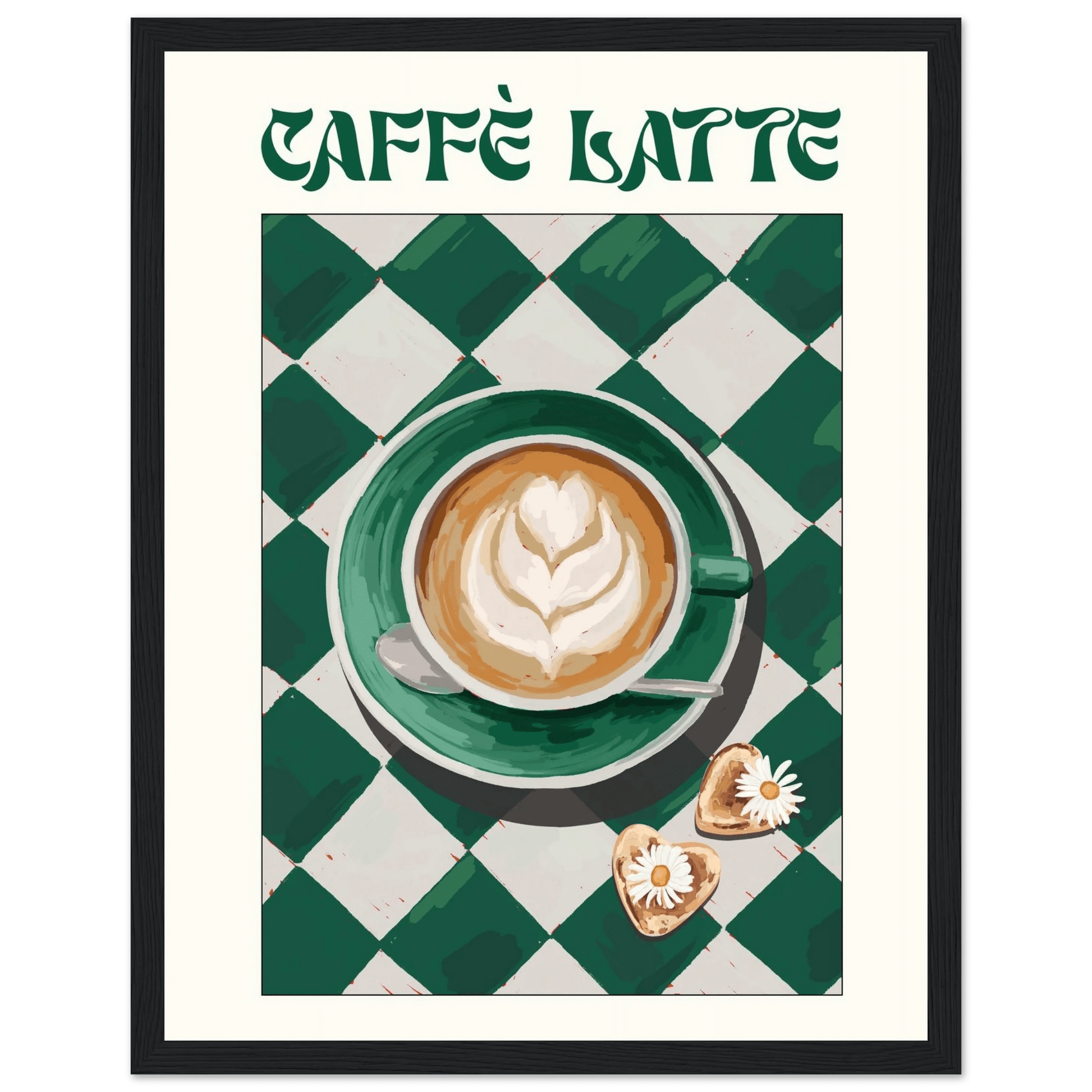 Caffè Latte Poster – Playful Coffee Kitchen Wall Art Print (Digital & Printed Options) - Evergreen Posters