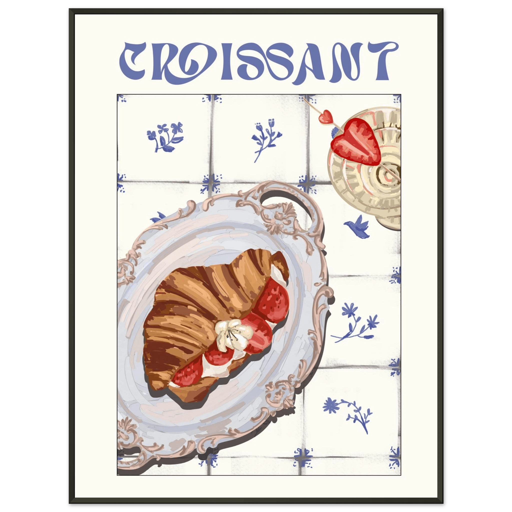 Croissant Poster – Charming French Breakfast Kitchen Wall Art Print (Digital & Printed Options) - Evergreen Posters