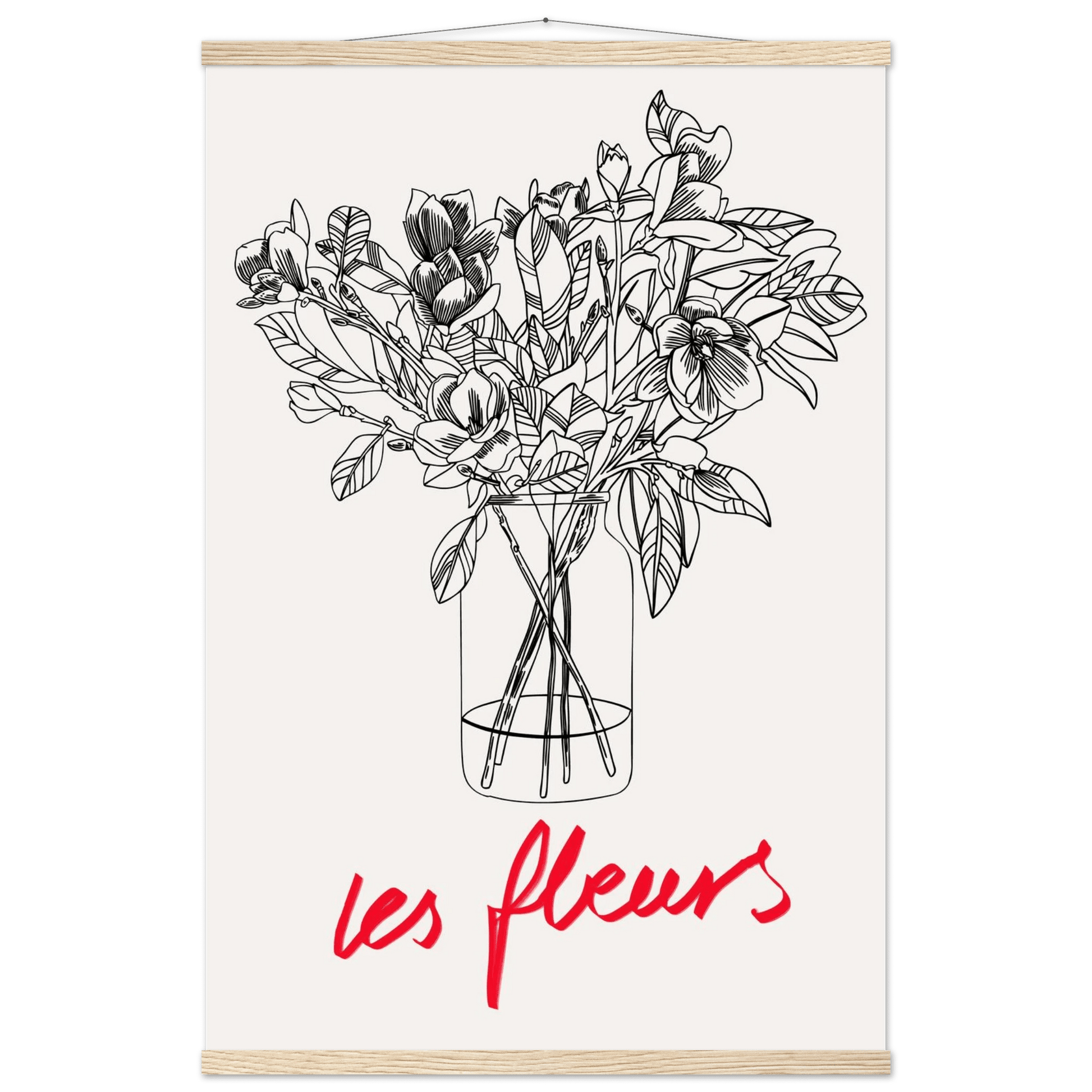 Les Fleurs Botanical Poster | French Flower Line Art Print | Minimalist Floral Wall Decor - Evergreen Posters