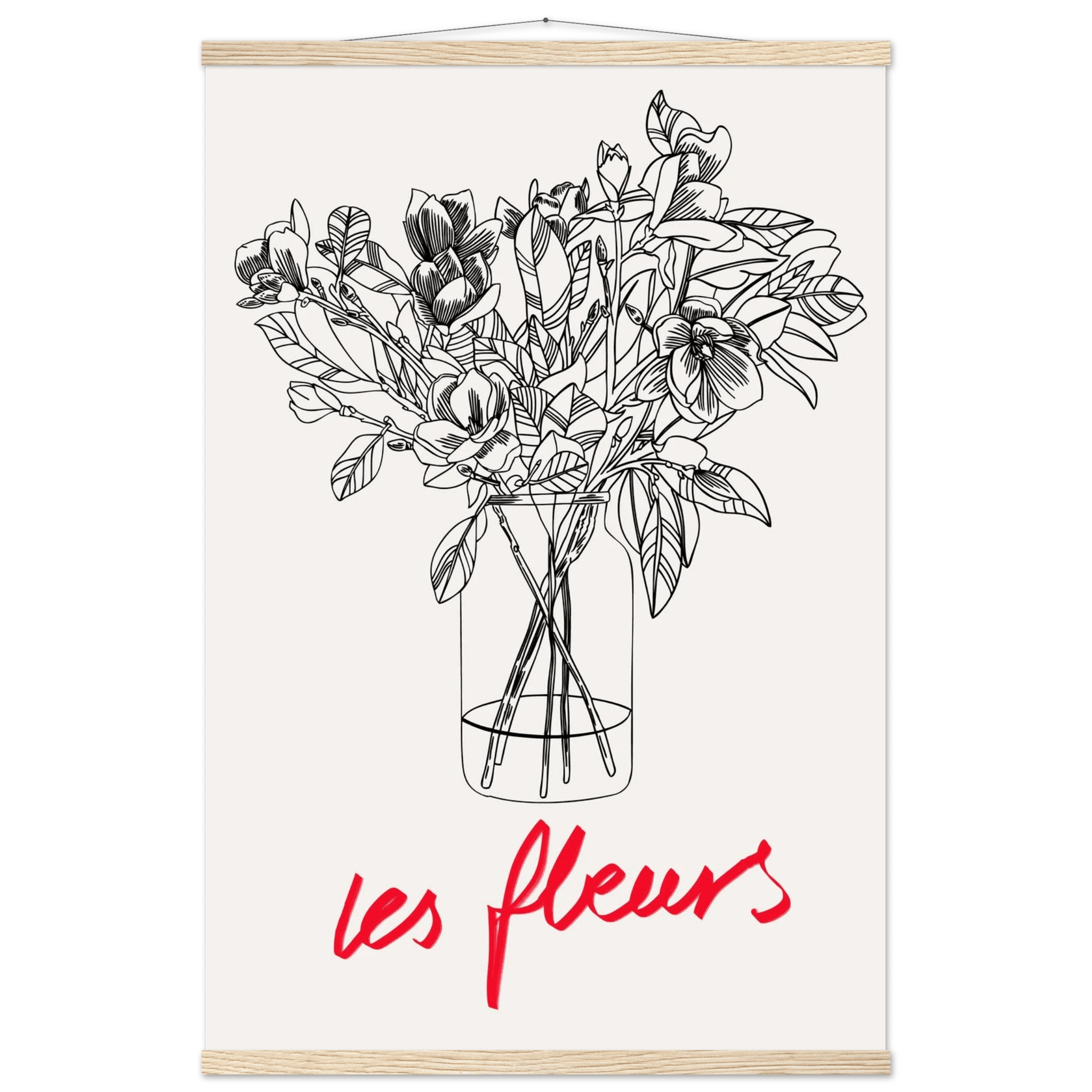 Les Fleurs Botanical Poster | French Flower Line Art Print | Minimalist Floral Wall Decor - Evergreen Posters