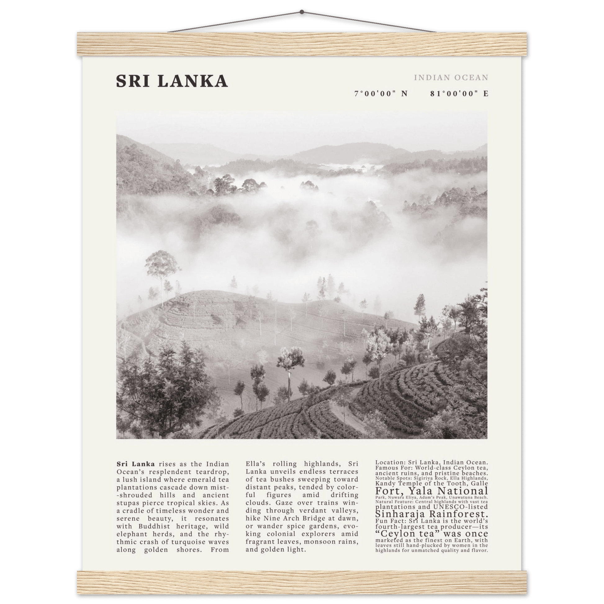 Sri Lanka Poster Black and White – Vintage Ceylon Tea Plantation Print (Digital & Printed Options) - Evergreen Posters