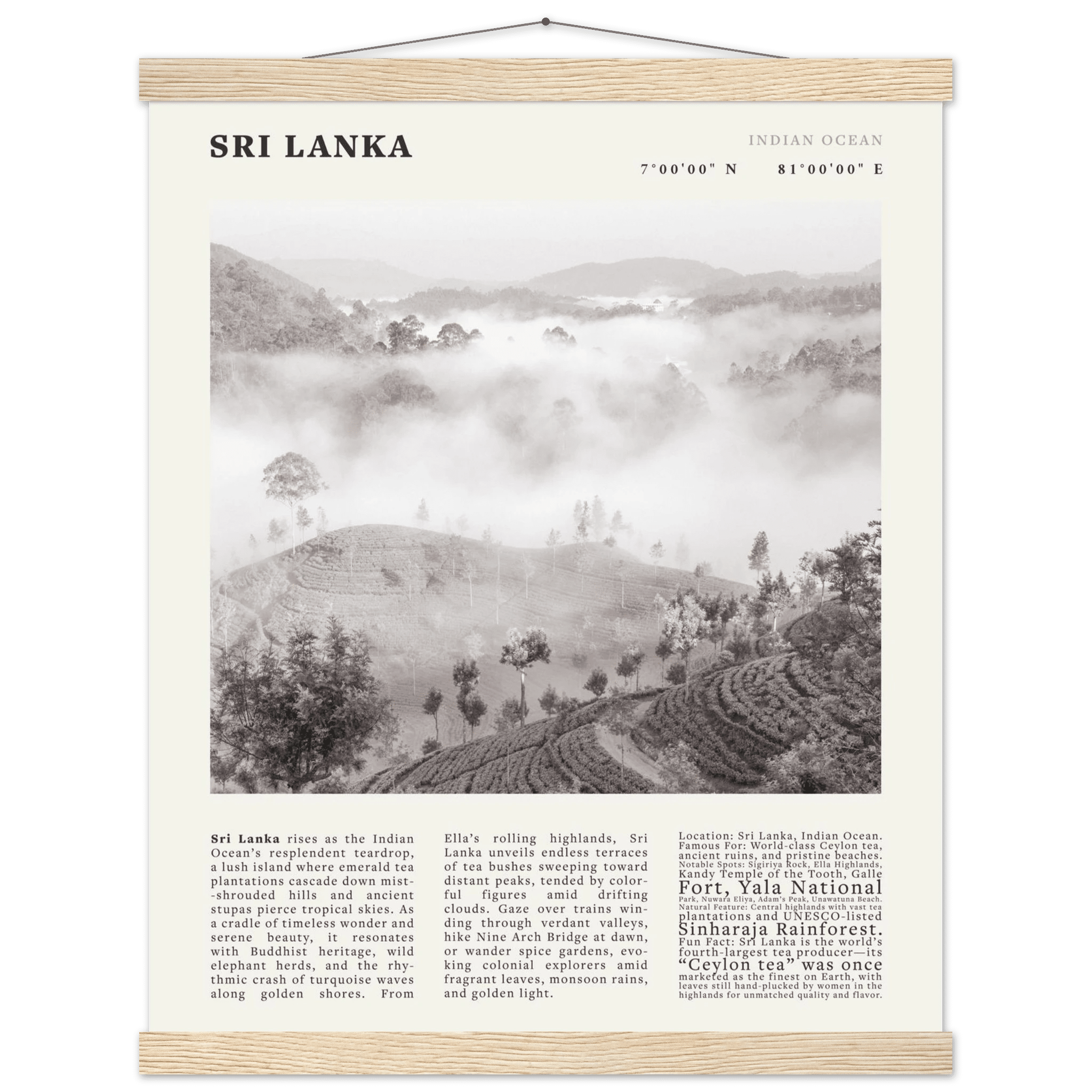 Sri Lanka Poster Black and White – Vintage Ceylon Tea Plantation Print (Digital & Printed Options) - Evergreen Posters