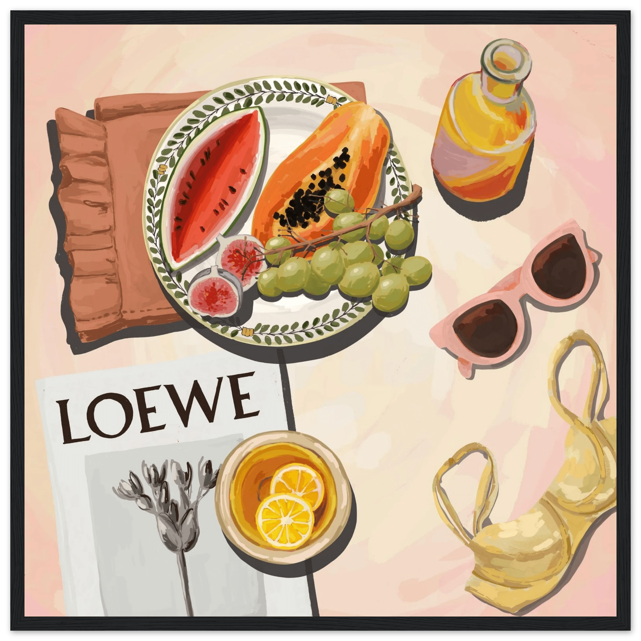 Loewe Summer Fruits Poster | Dopamine Decor Food Wall Art | Pastel Square Kitchen Print - Evergreen Posters - 12