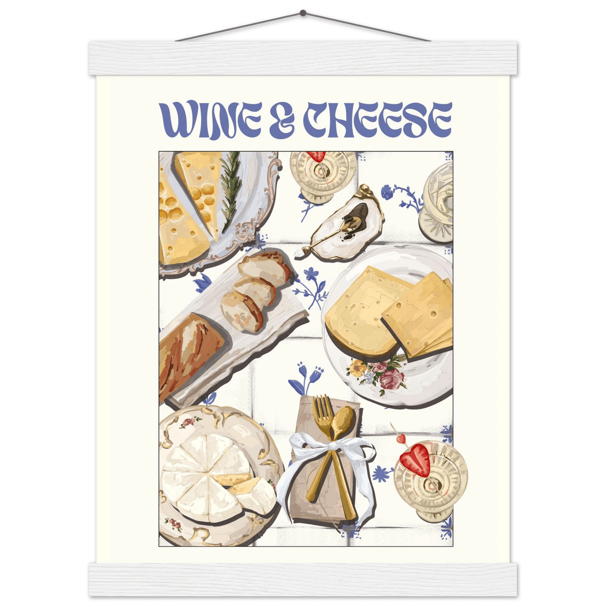 Wine & Cheese Poster – Elegant Kitchen & Dining Wall Art Print (Digital & Printed Options) - Evergreen Posters