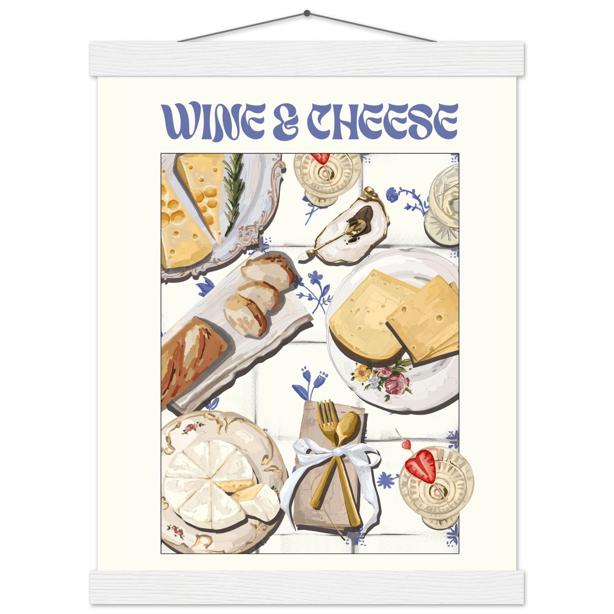 Wine & Cheese Poster – Elegant Kitchen & Dining Wall Art Print (Digital & Printed Options) - Evergreen Posters