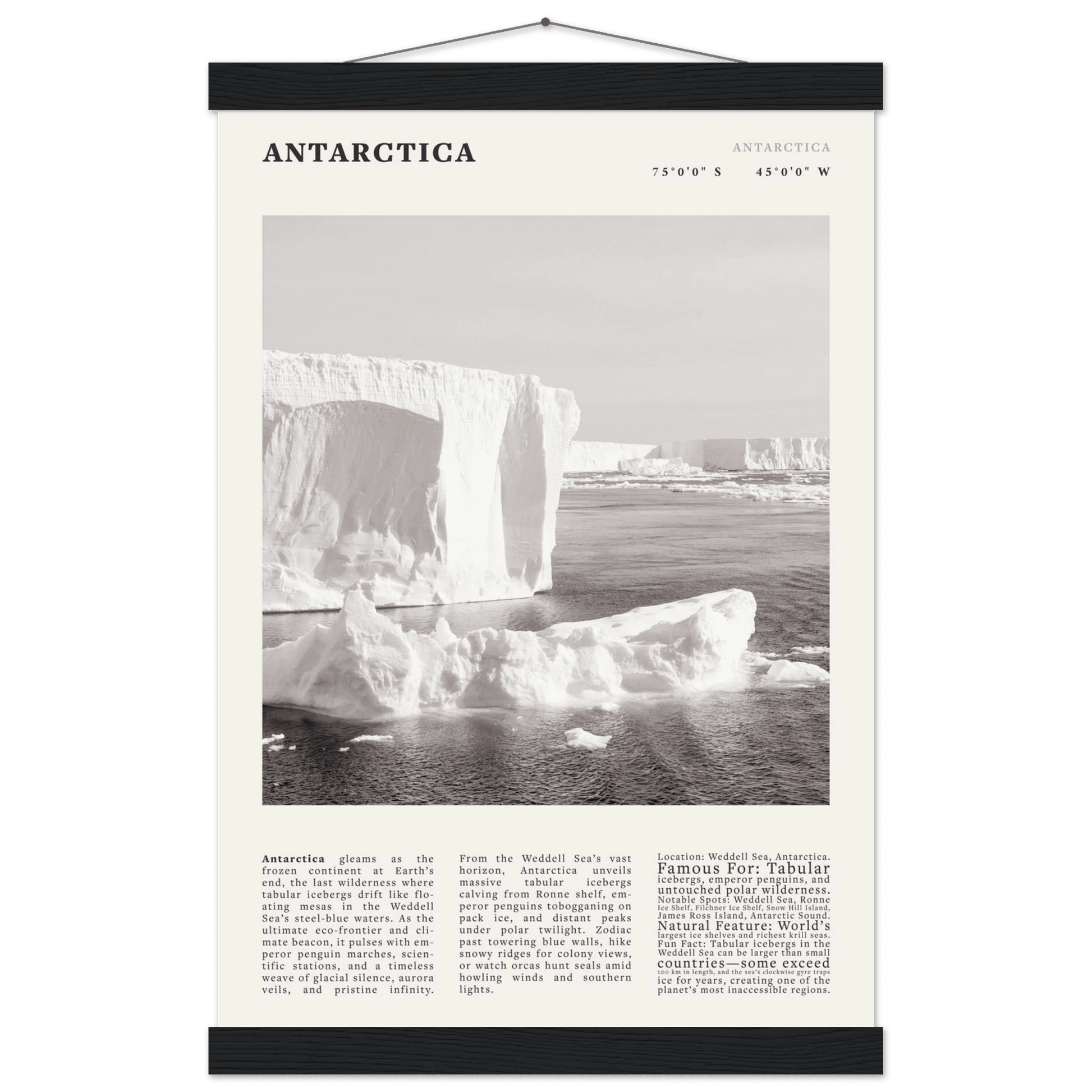 Antarctica Poster Black and White – Vintage Weddell Sea Iceberg Print (Digital & Printed Options) - Evergreen Posters