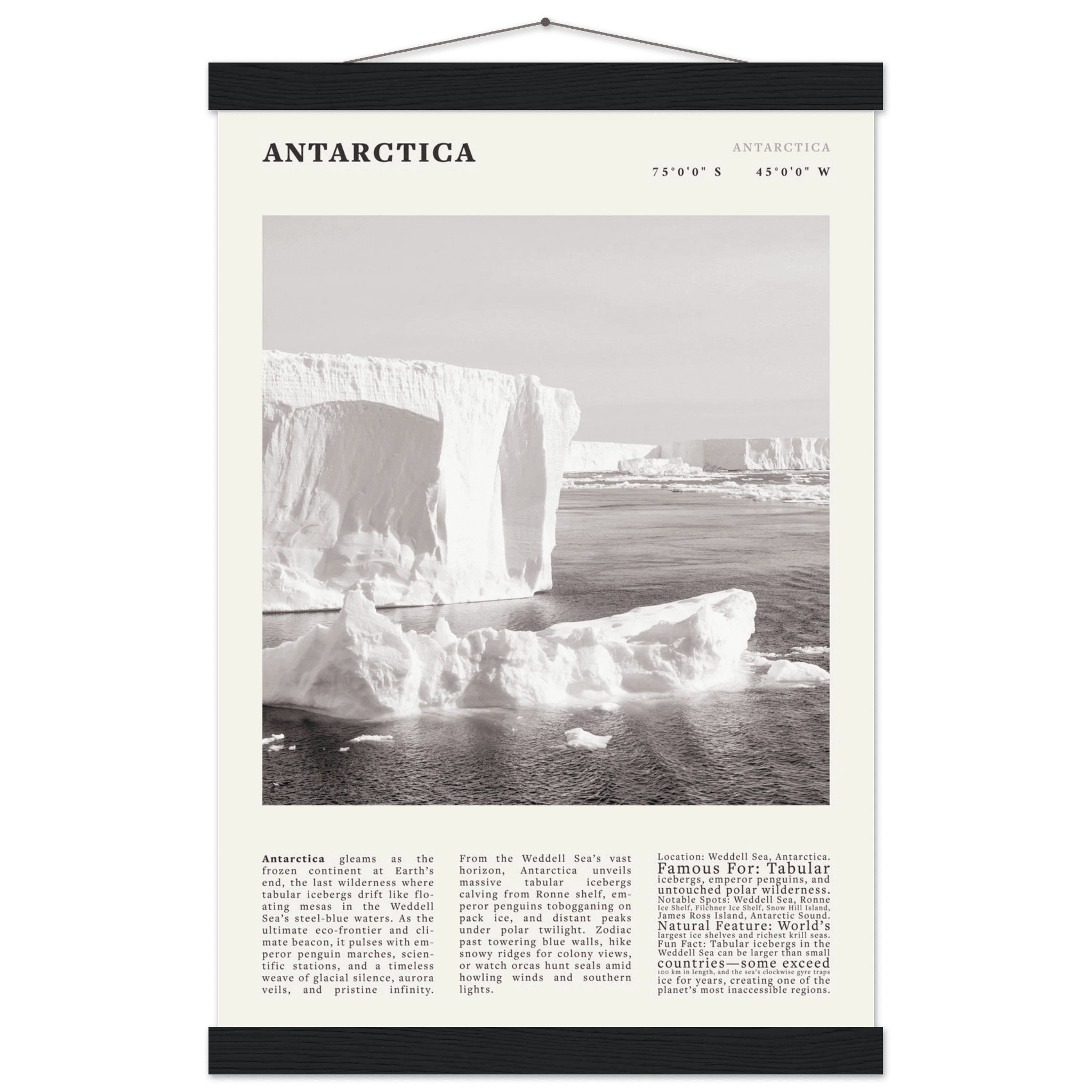 Antarctica Poster Black and White – Vintage Weddell Sea Iceberg Print (Digital & Printed Options) - Evergreen Posters