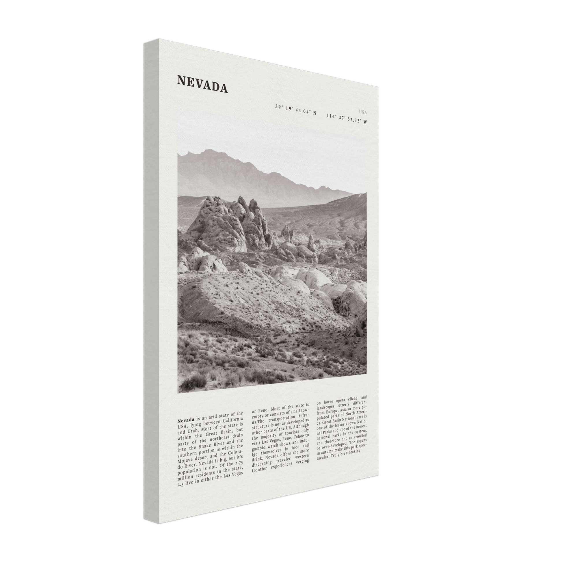 Nevada Poster | Black & White Desert Landscape Wall Art | USA Travel Print Decor - Evergreen Posters