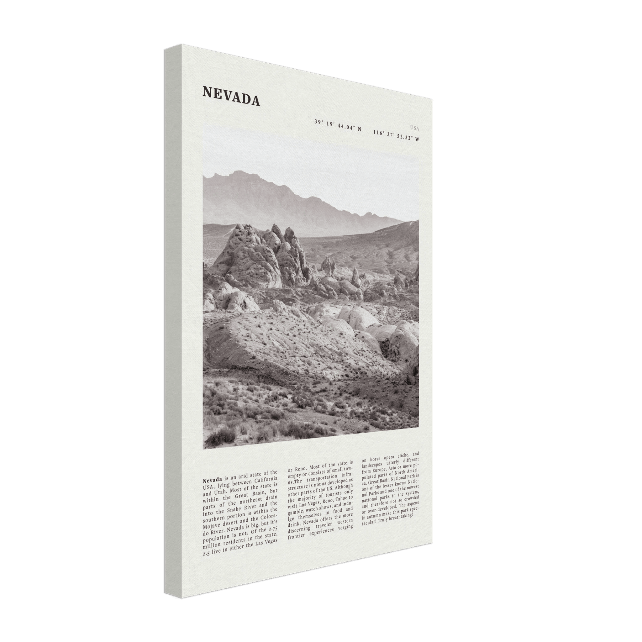 Nevada Poster | Black & White Desert Landscape Wall Art | USA Travel Print Decor - Evergreen Posters