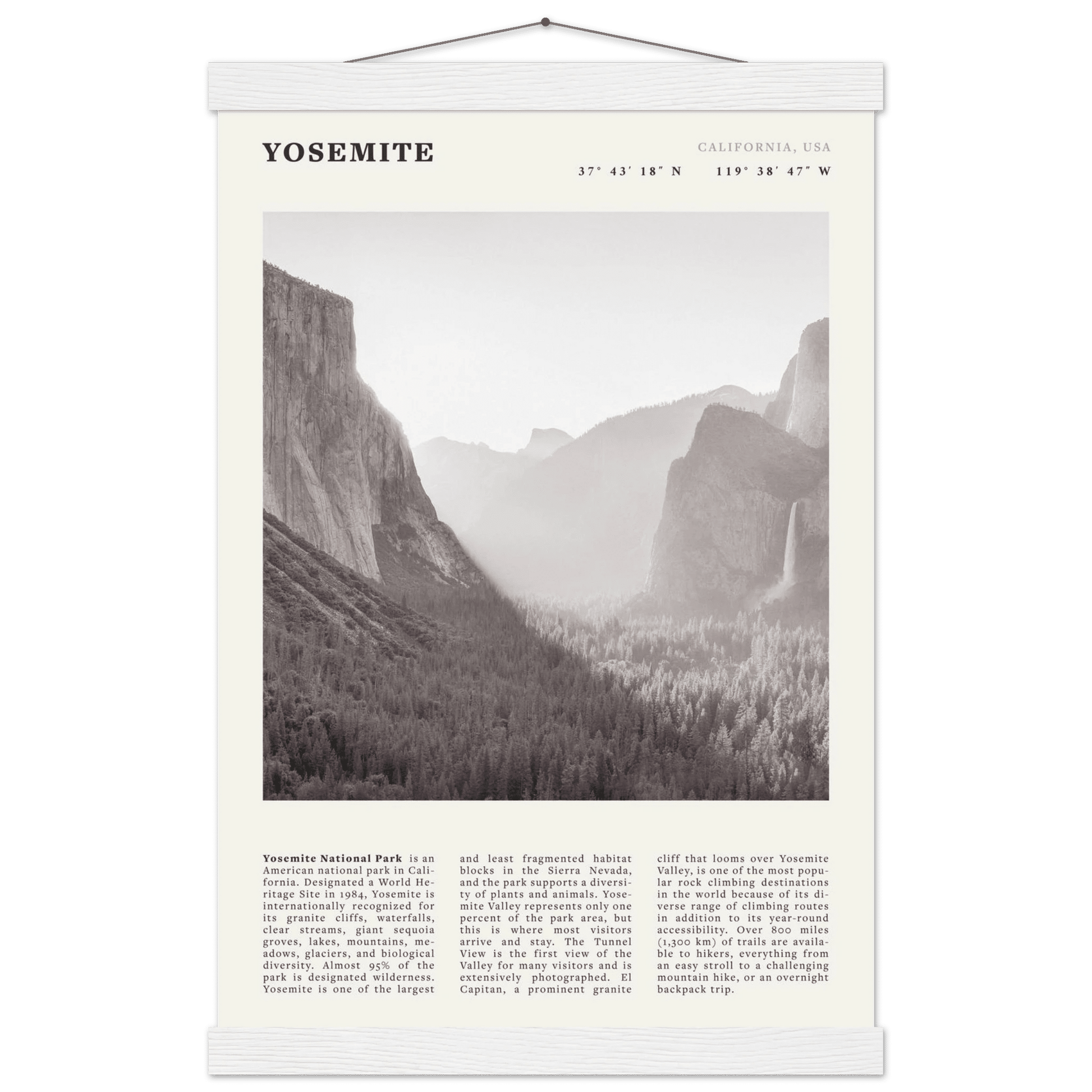 Yosemite Poster | Black & White National Park Wall Art | California Nature Print - Evergreen Posters