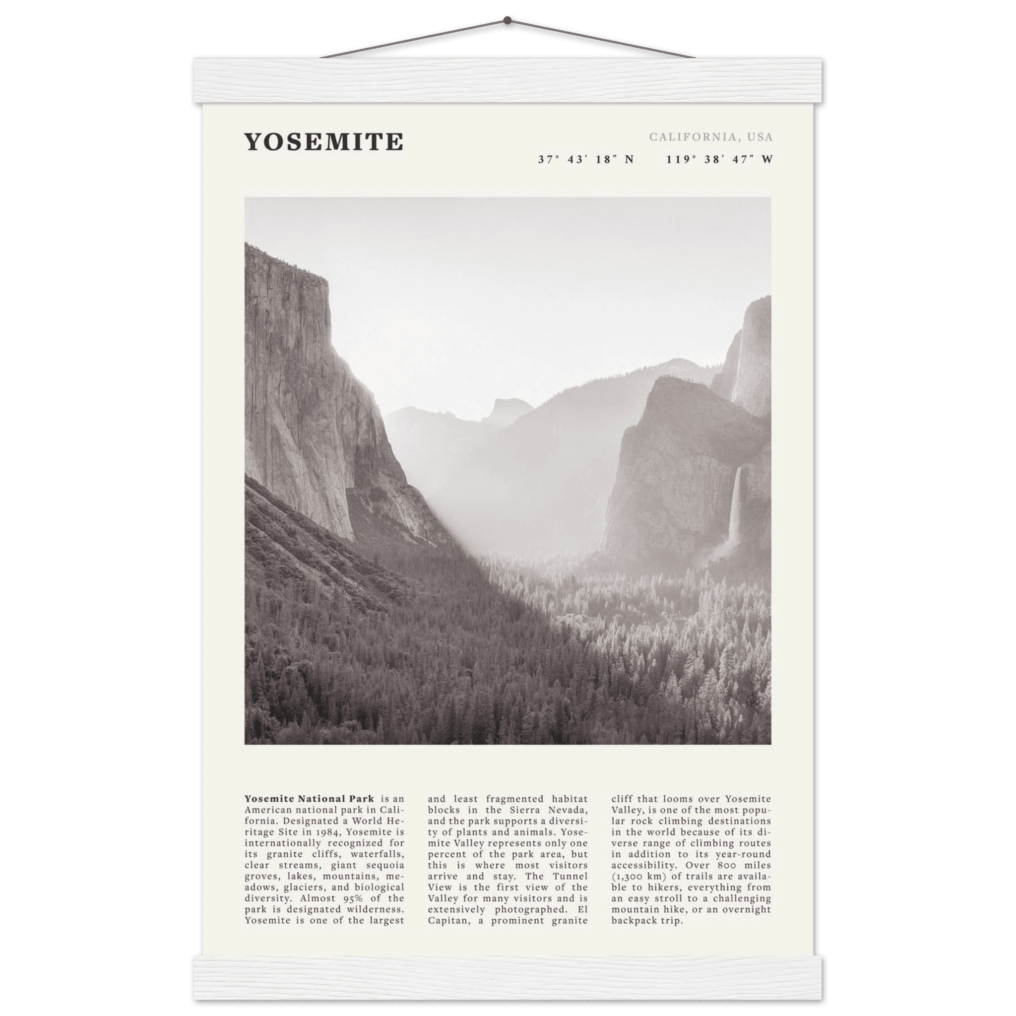 Yosemite Poster | Black & White National Park Wall Art | California Nature Print - Evergreen Posters