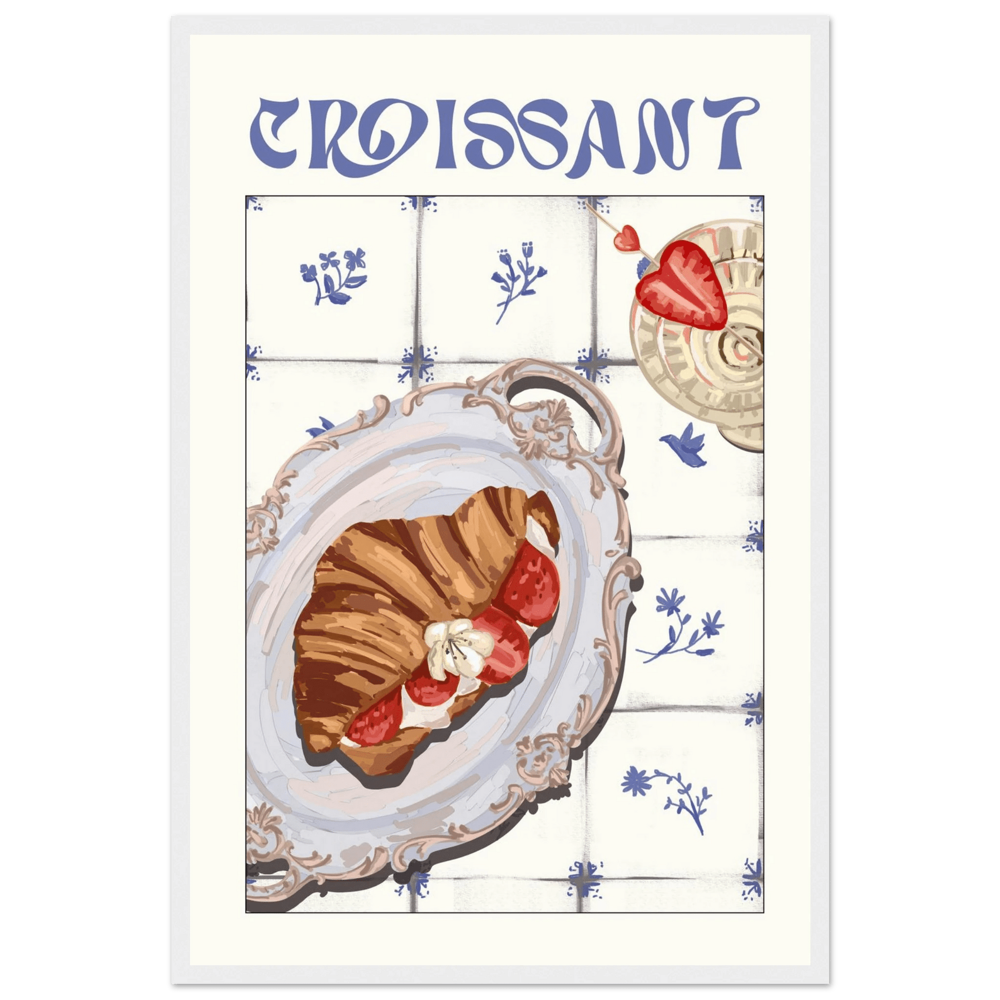 Croissant Poster – Charming French Breakfast Kitchen Wall Art Print (Digital & Printed Options) - Evergreen Posters
