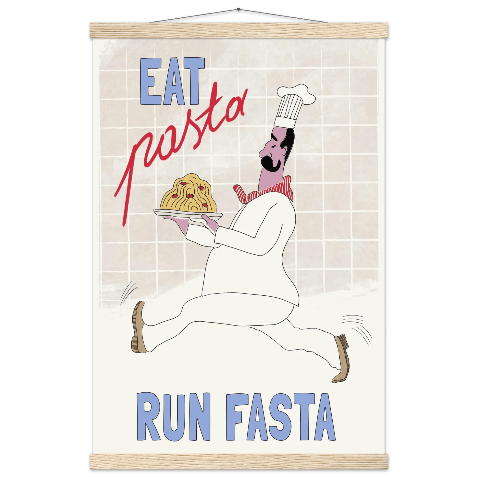 Eat Pasta Run Fasta Poster – Fun Kitchen Wall Art Print (Digital & Printed Options) - Evergreen Posters