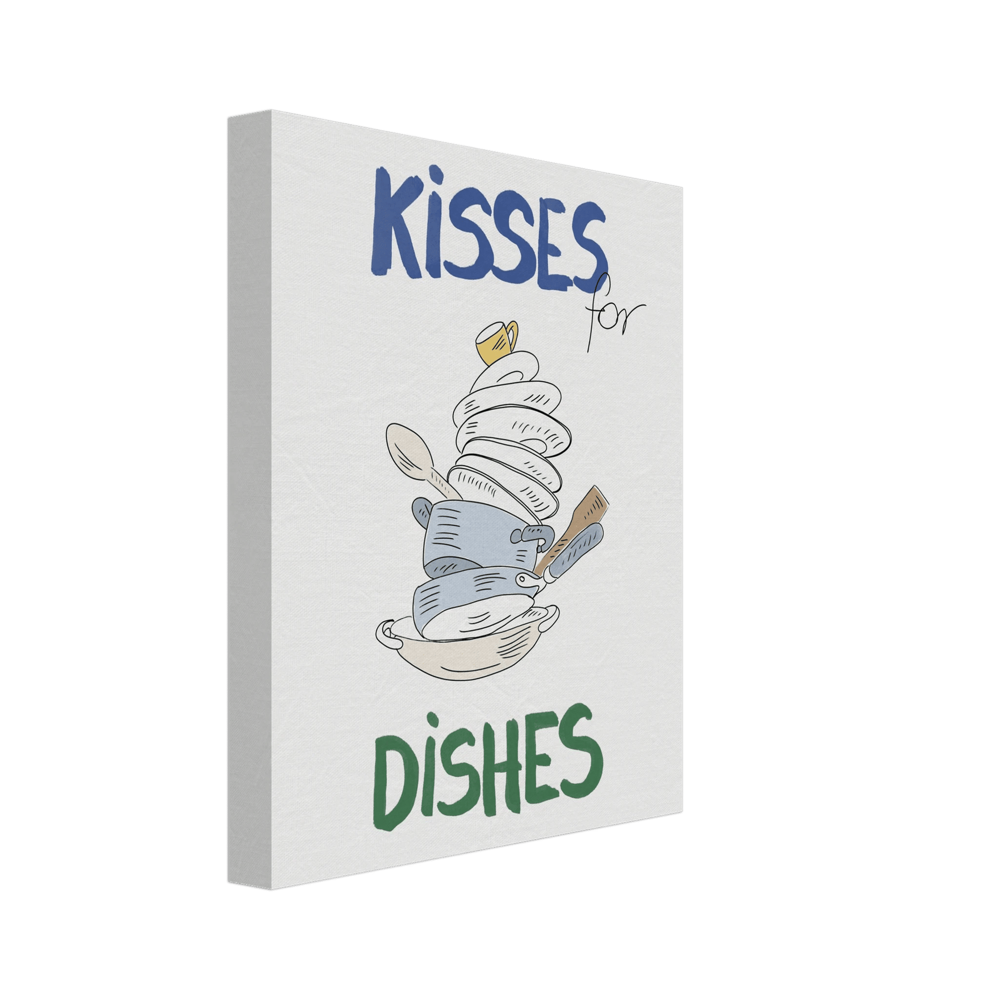 Kisses for Dishes Poster – Funny Kitchen Wall Art Print (Digital & Printed Options) - Evergreen Posters